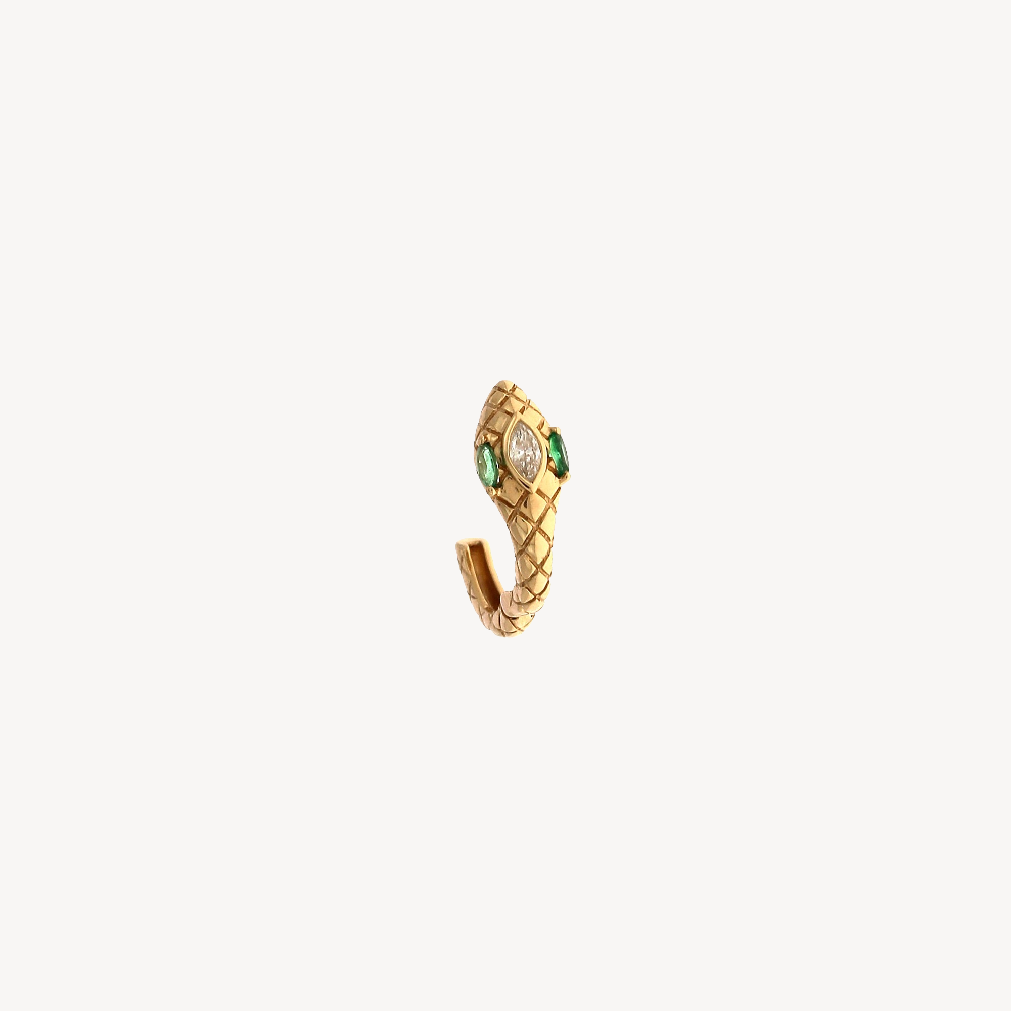 Emerald Marquise Snake Rose Gold Creole 