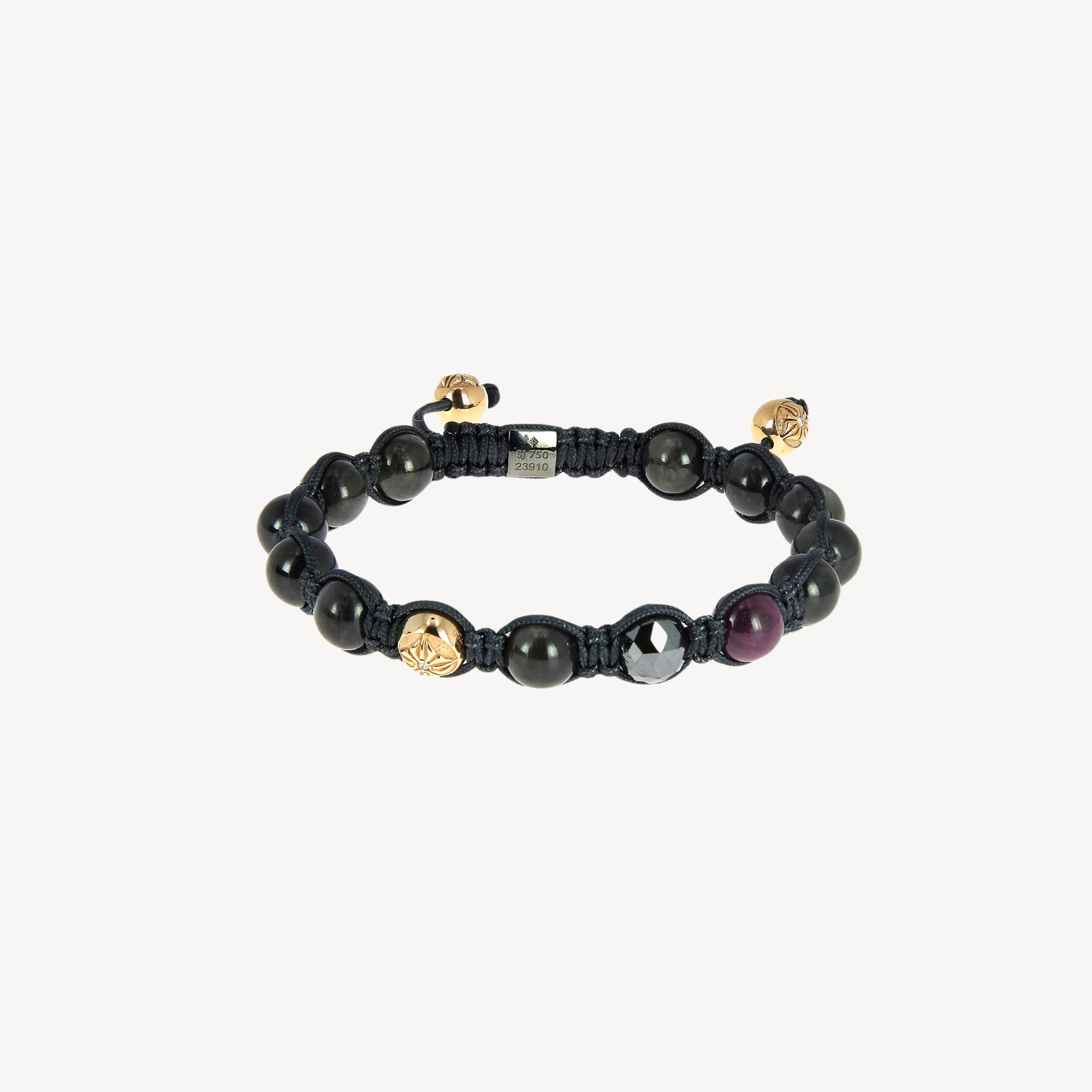 Faceted Black Diamond, Ruby and Sapphire Bracelet