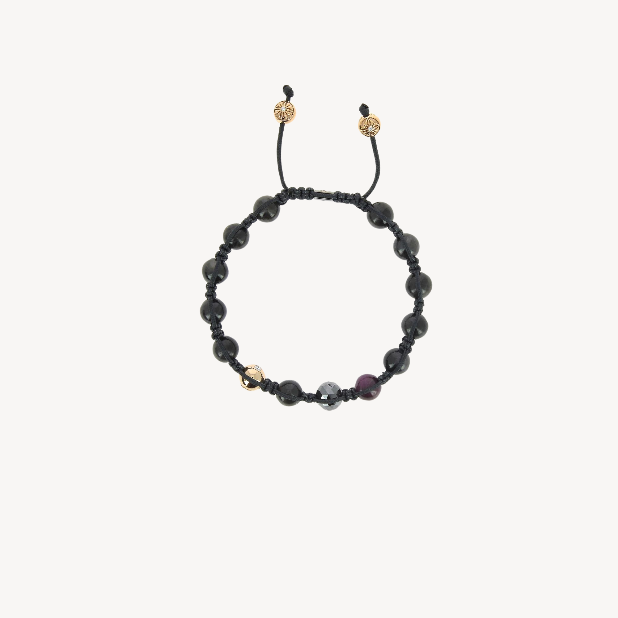 Faceted Black Diamond, Ruby and Sapphire Bracelet