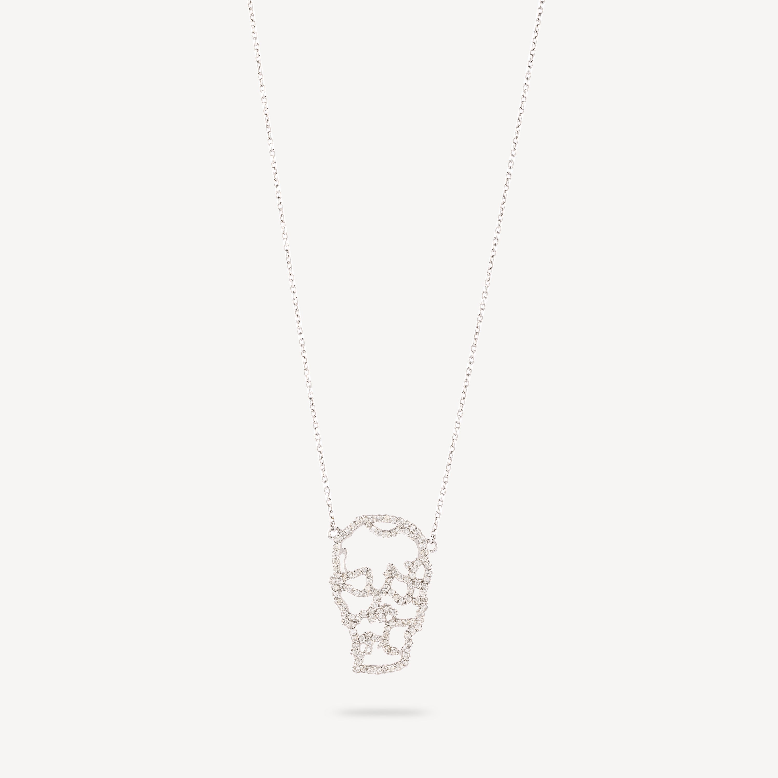 White gold face pendant necklace