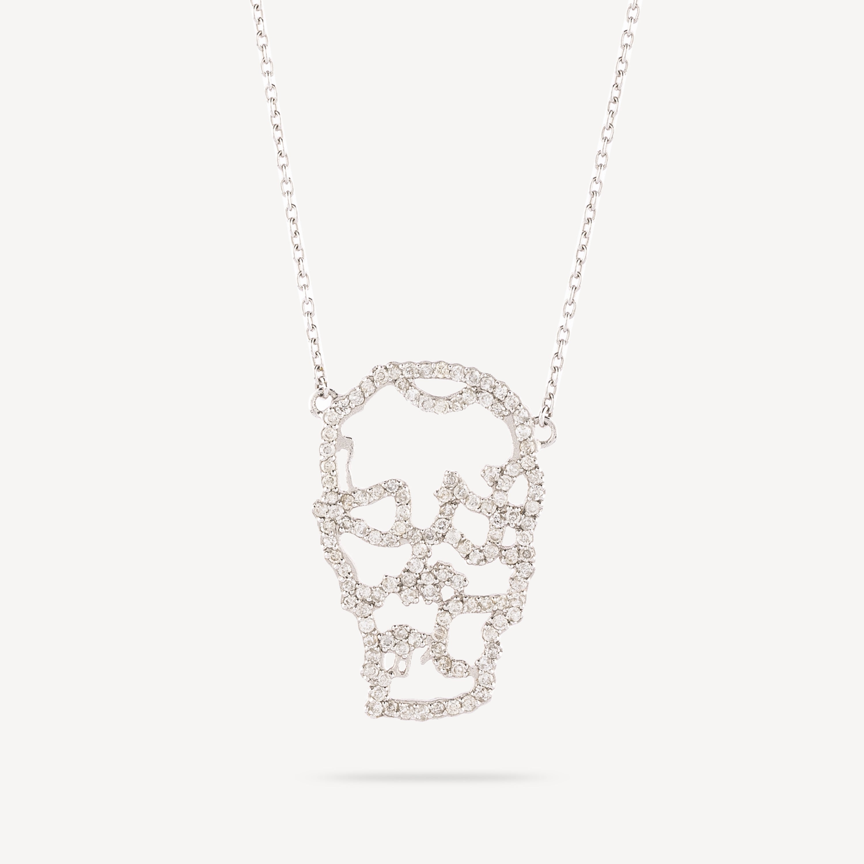 White gold face pendant necklace