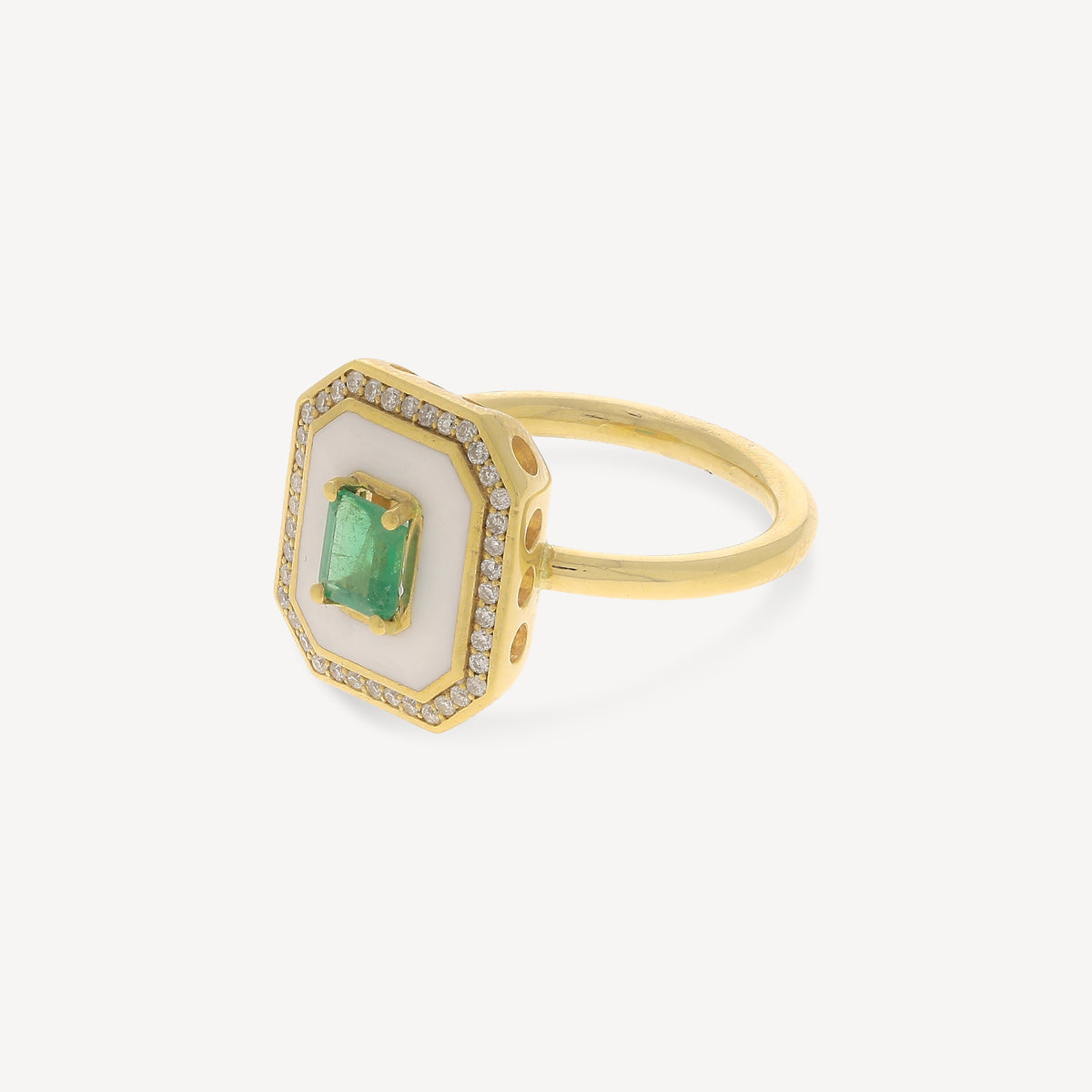 Bague Fizzy White Classic with Emerald