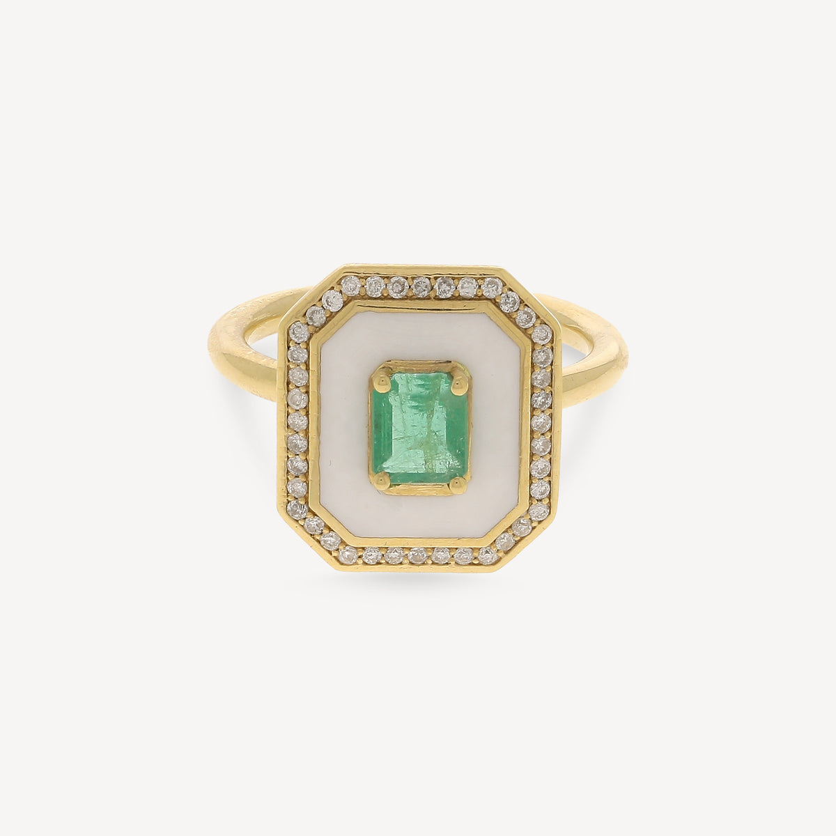Bague Fizzy White Classic with Emerald