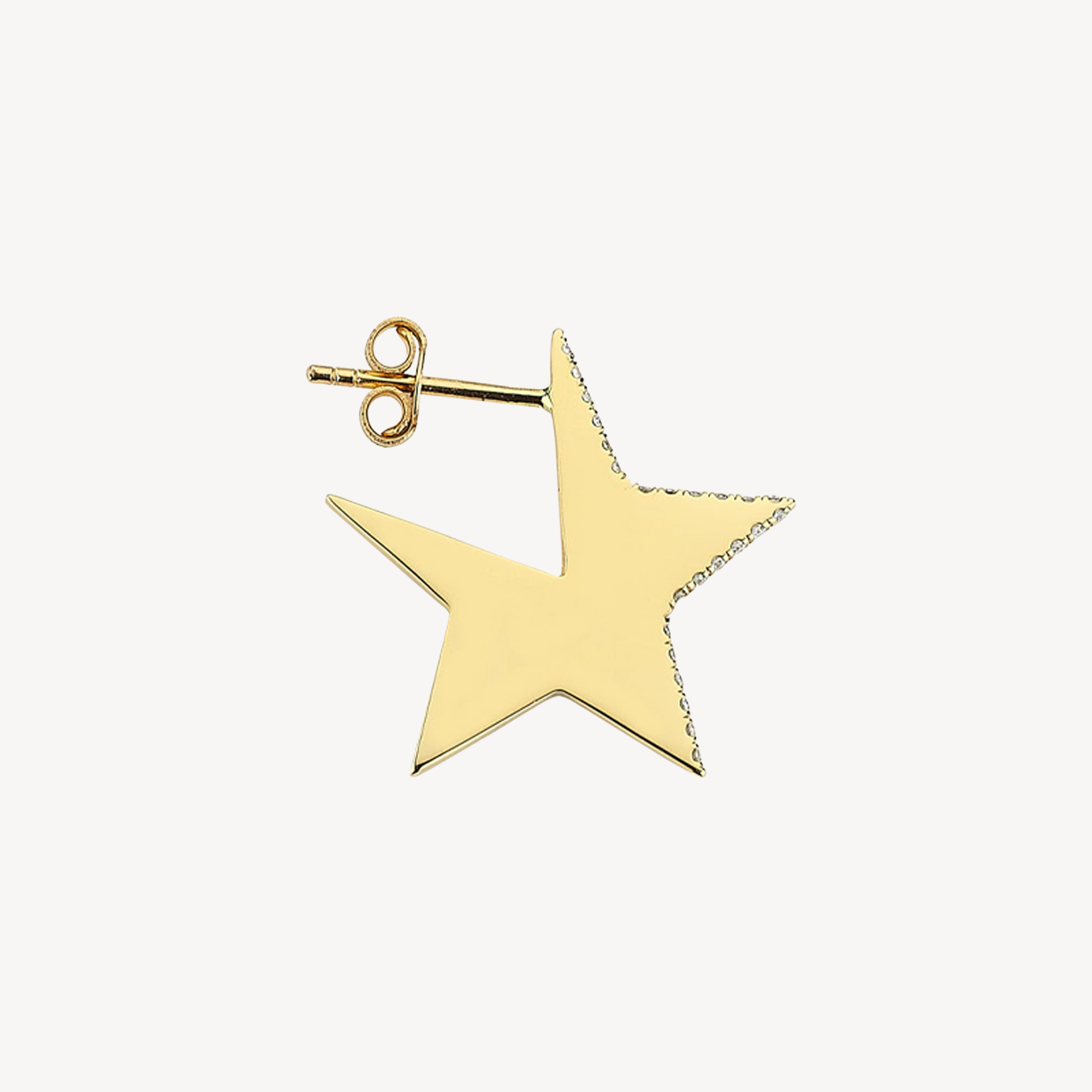 Flat Star Large Earring with Diamonds