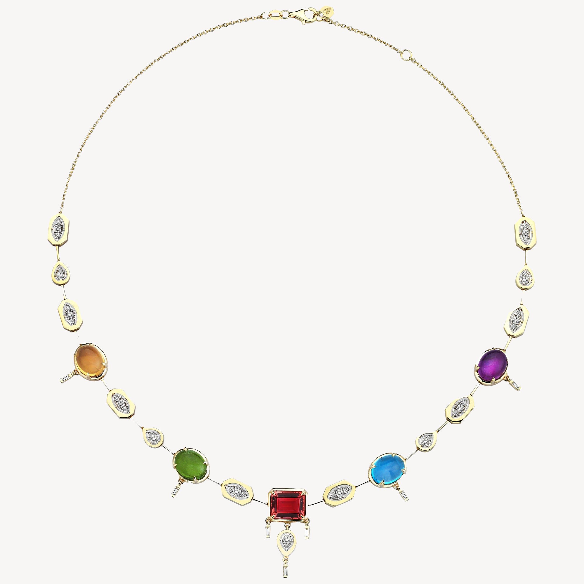 Focus-Halskette mit mehrfarbigen Steinen