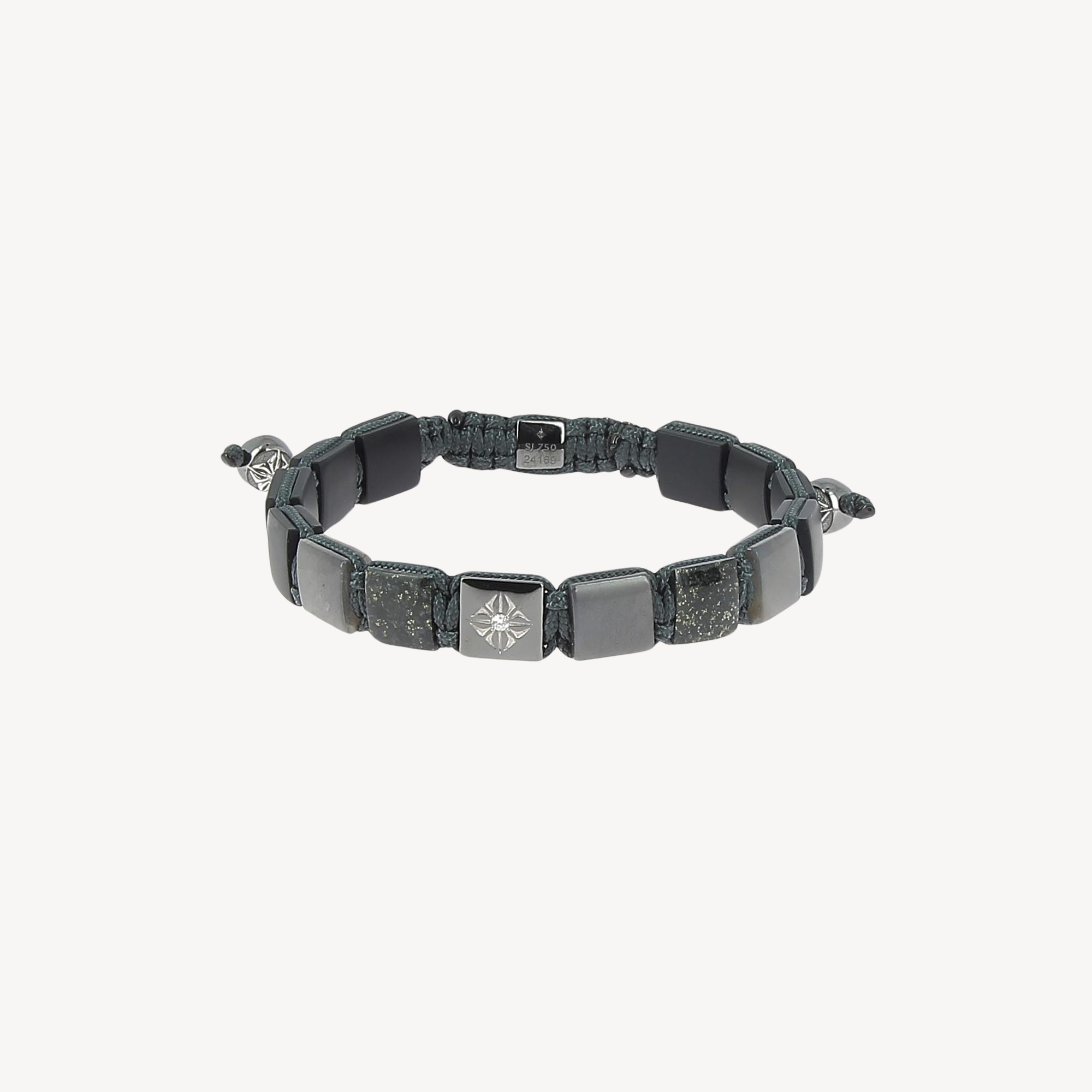 Armband aus grauem Saphir und schwarzer Jade
