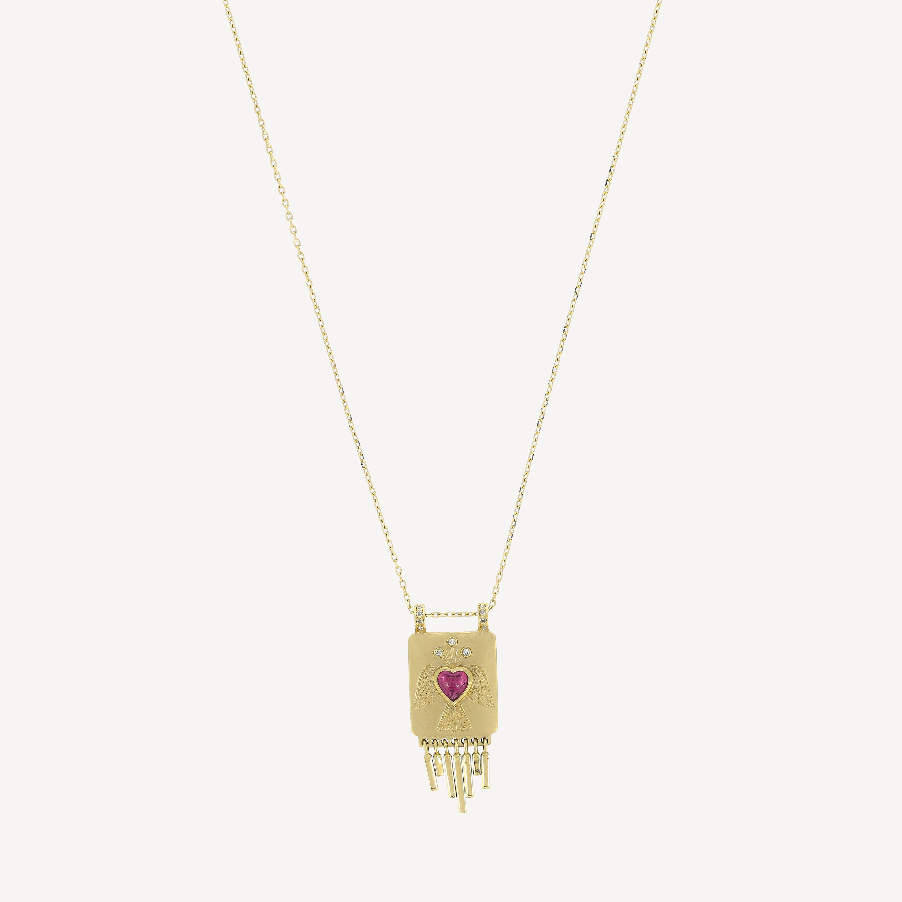 Collier Heart Tourmaline Solid Gold Plate
