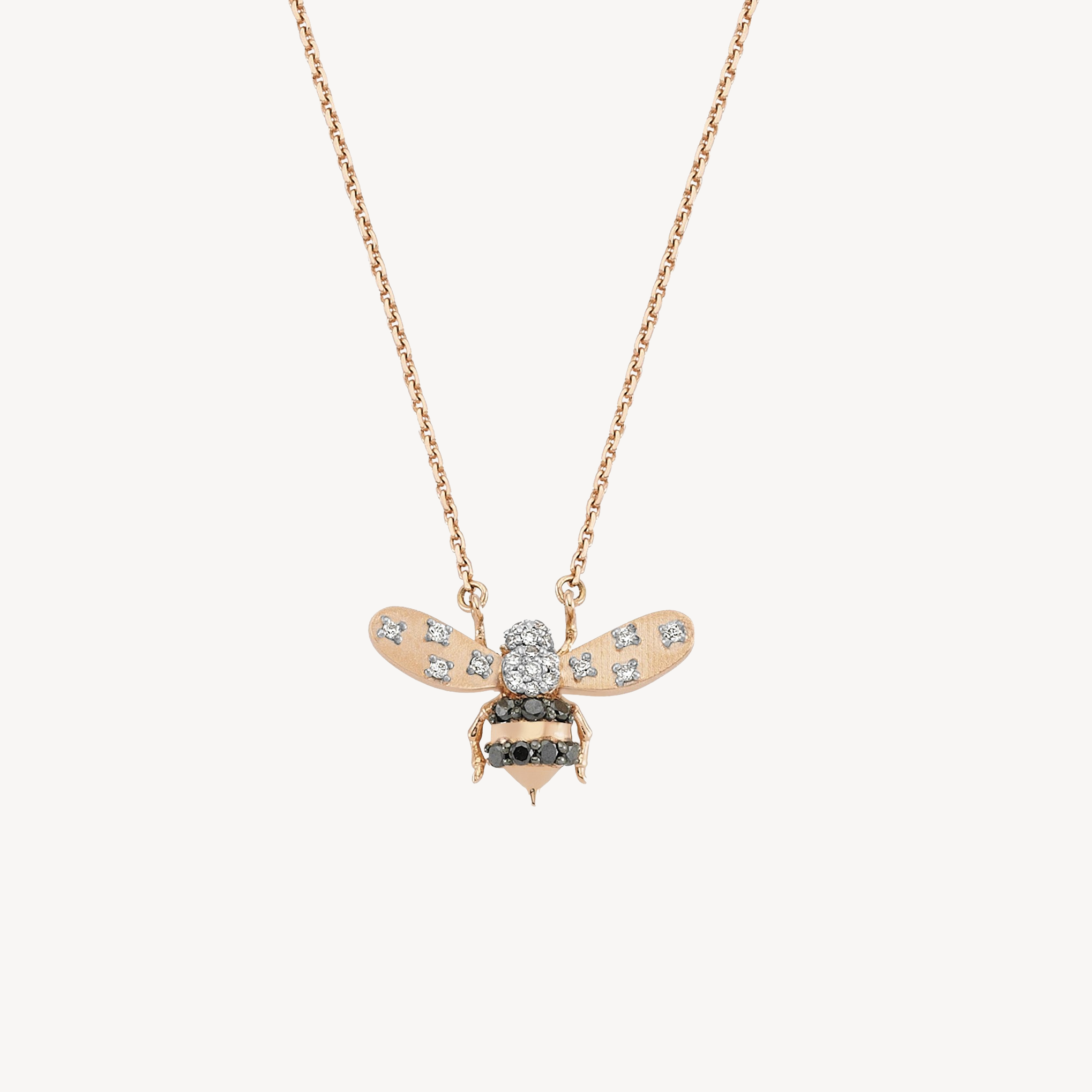 Black & White Diamond Bee Necklace