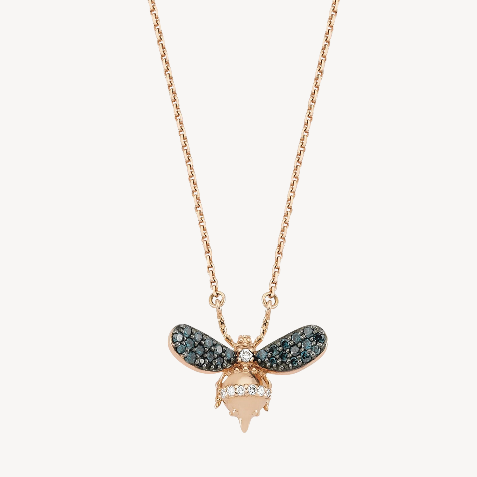 Blue Diamond Bee Necklace