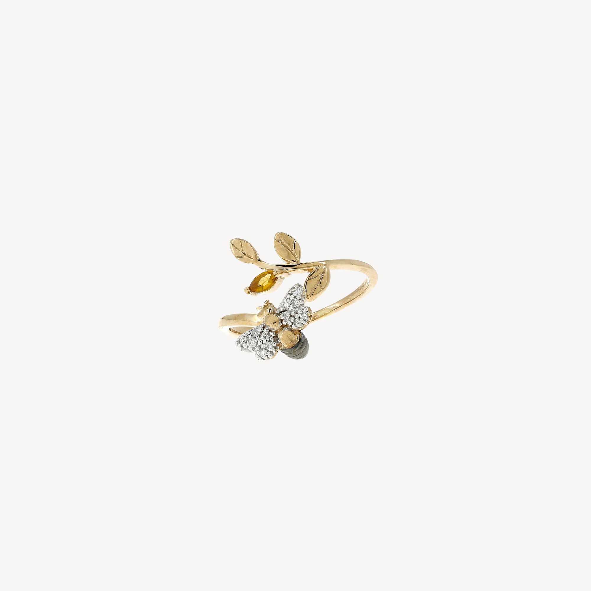 Honey Comb Citrine Diamond Ring Rose Gold