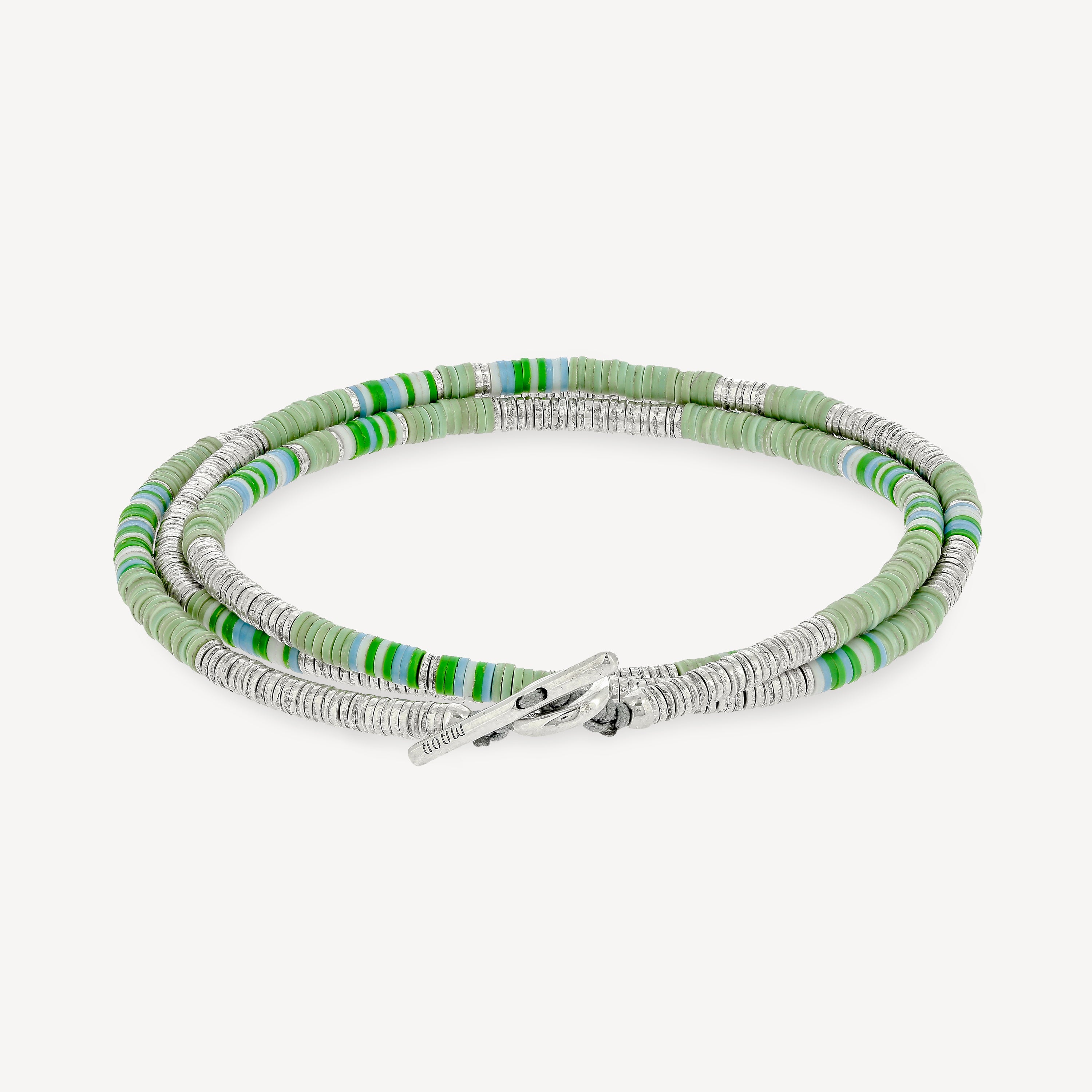 Komodo Dreifach-Wickelarmband, grünes Muster