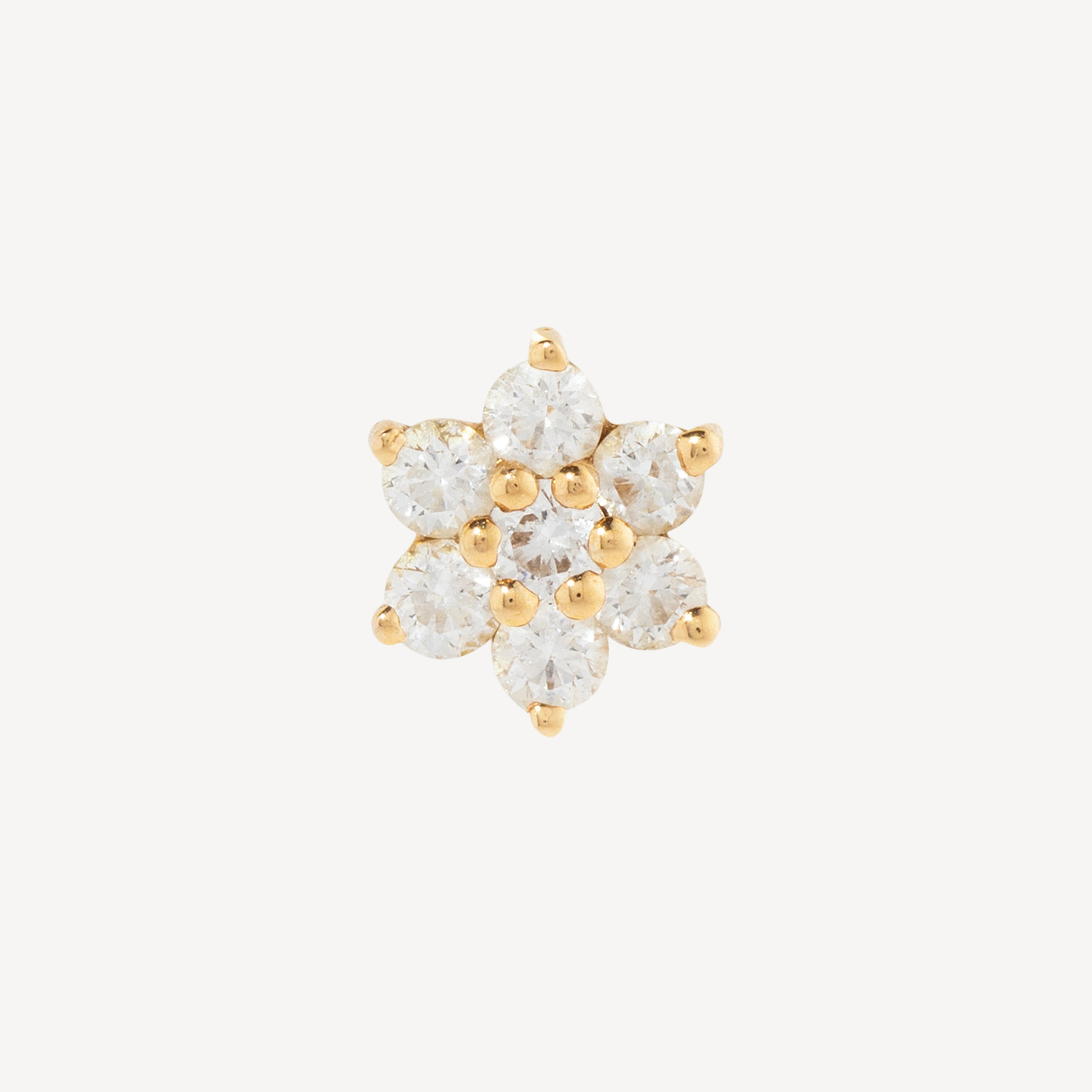 Diamond Flower Threaded Stud Earring