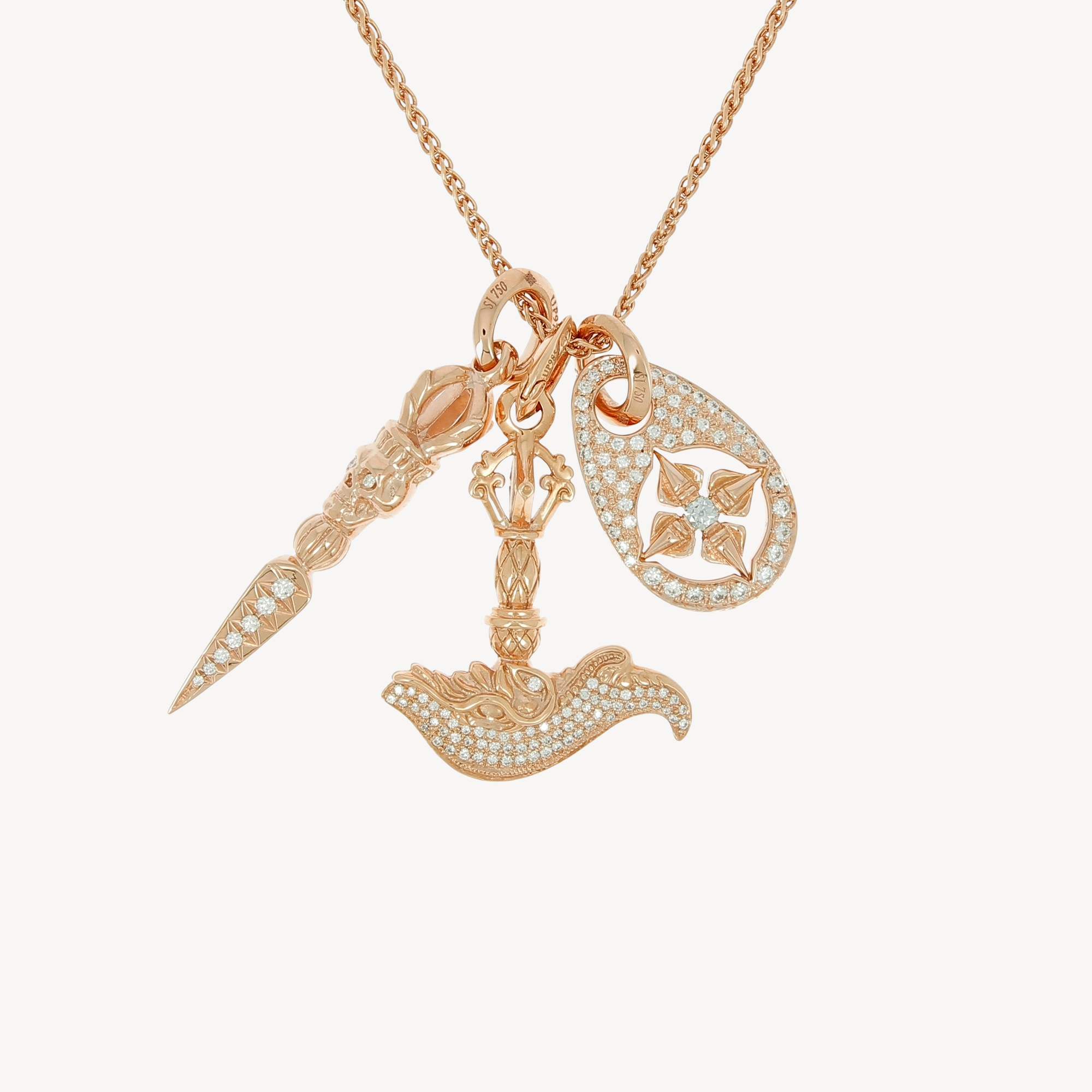 Kartika-Drachen-Halskette mit Pavé-weißen Diamanten
