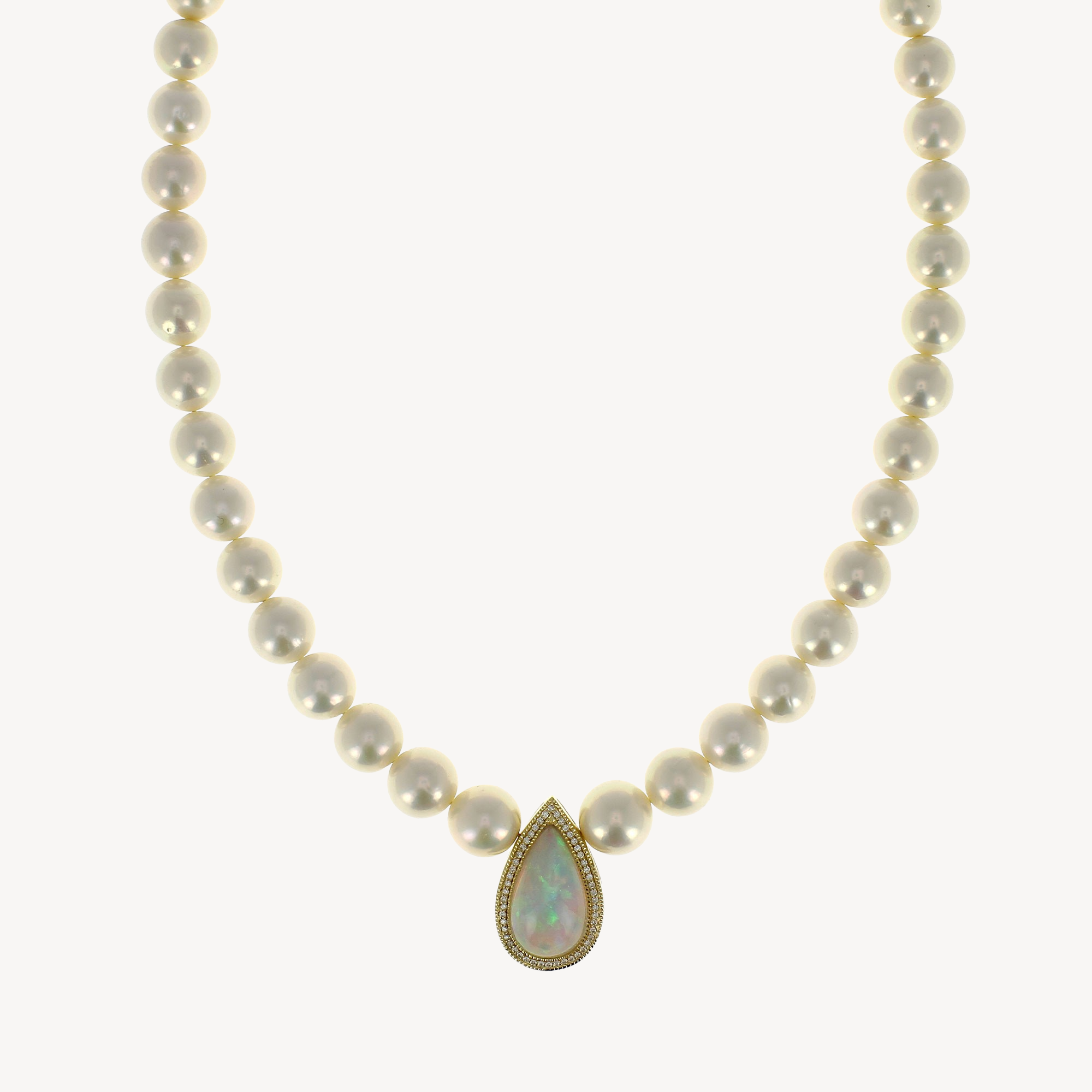 Opal-Tropfen- und Süßwasserperlen-Halskette