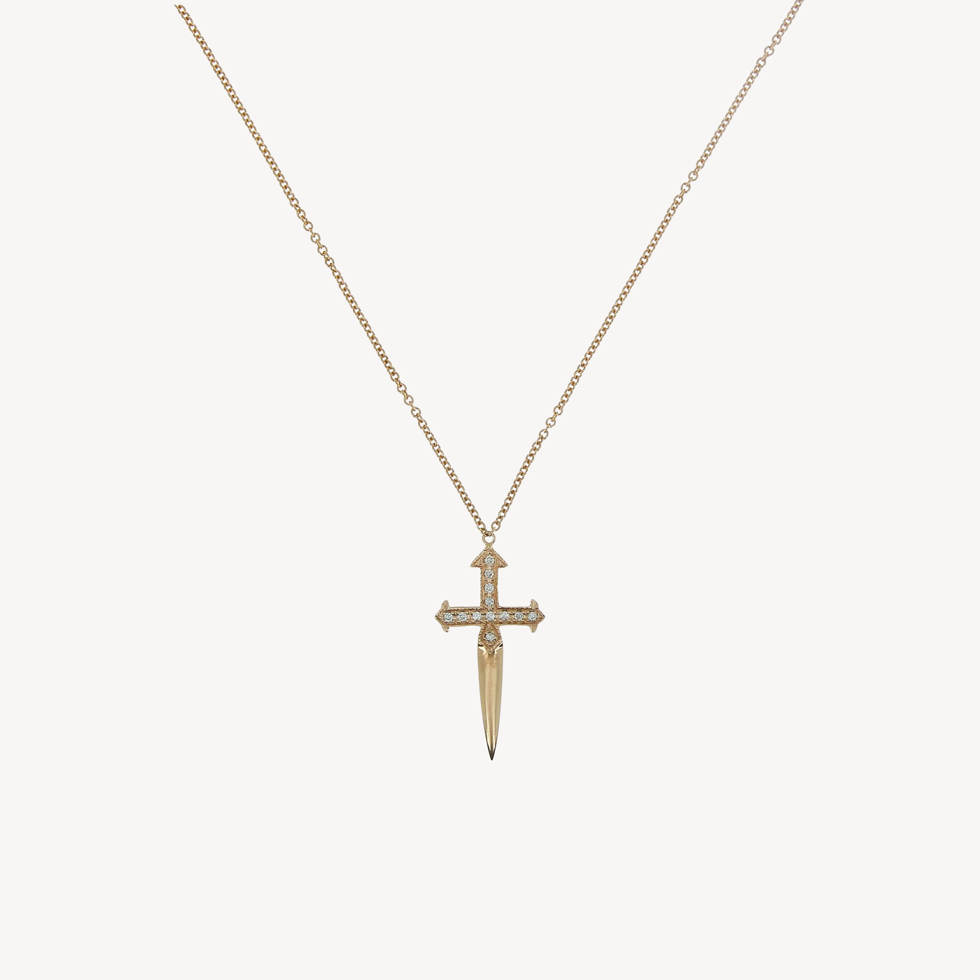 Pavé Dagger Cross Necklace