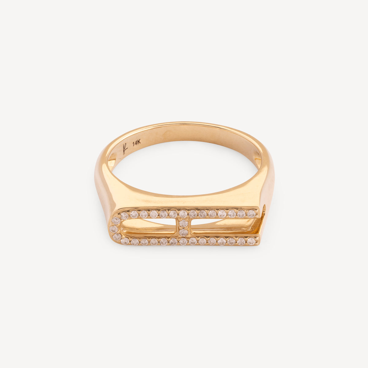 Pave Initial Letter A Ring