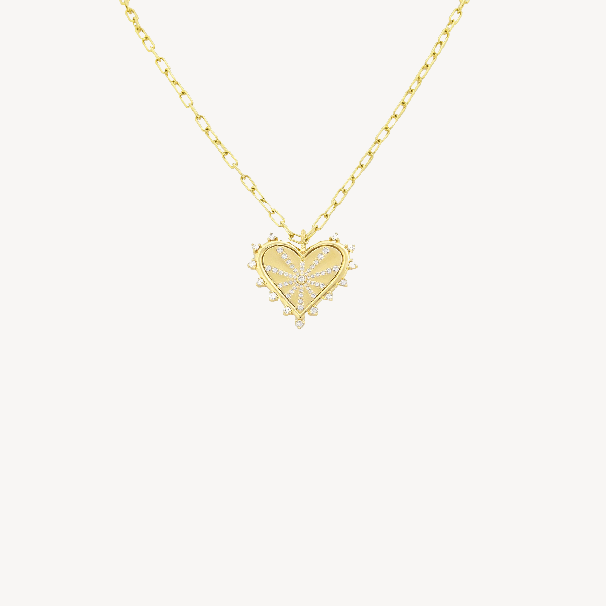 Collier Spiked Heart Coin Pavé