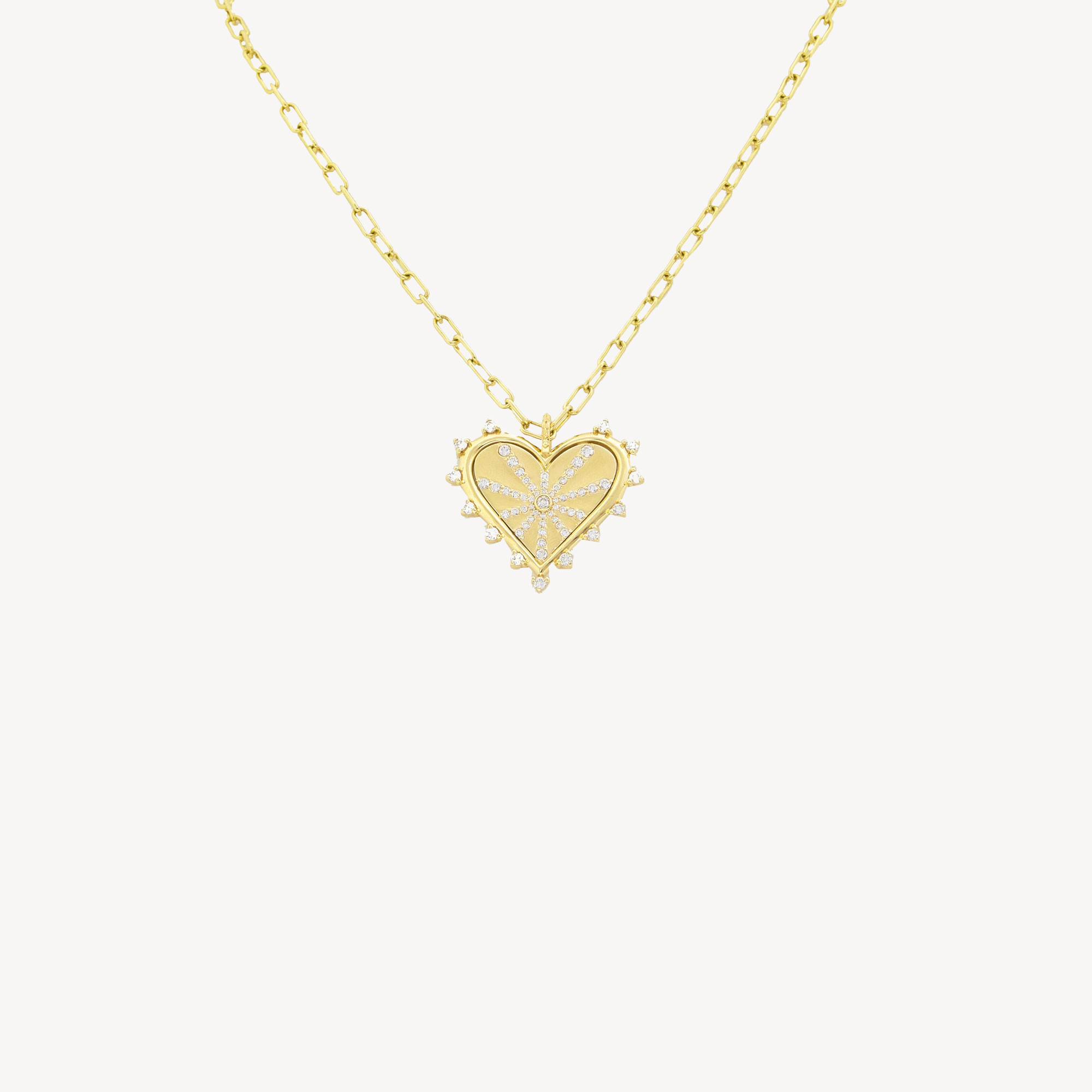 Spiked Heart Coin Pavé Necklace