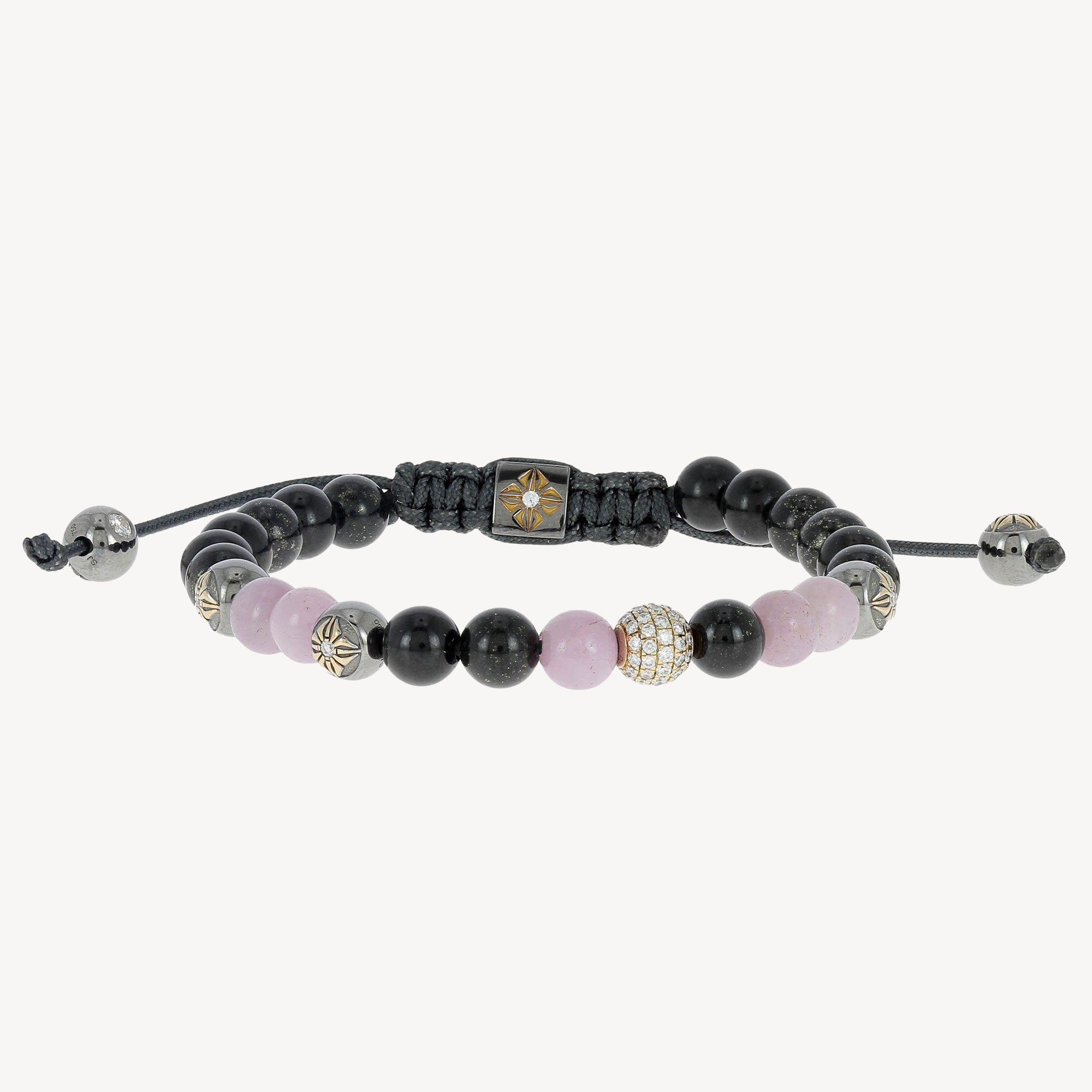 Armband aus rosa Saphir und schwarzer Jade