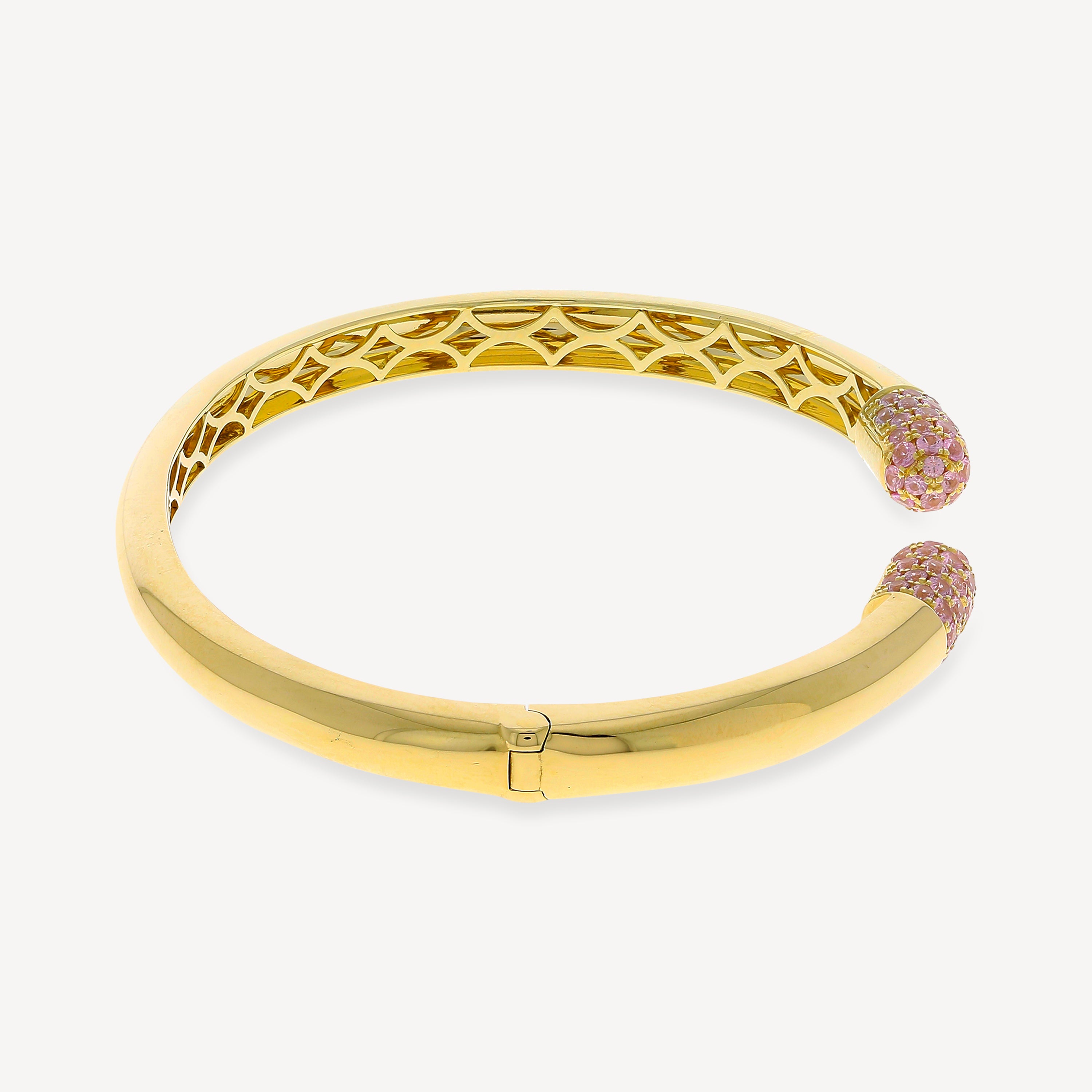 Rosafarbenes Saphir-Gold-Röhrenarmband