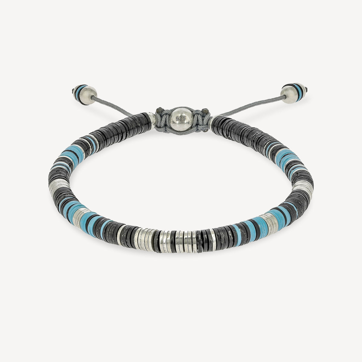 Rizon Black Pattern Beads with Silver Discs