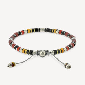 Rizon Burgundy Pattern Beads with Silver Discs