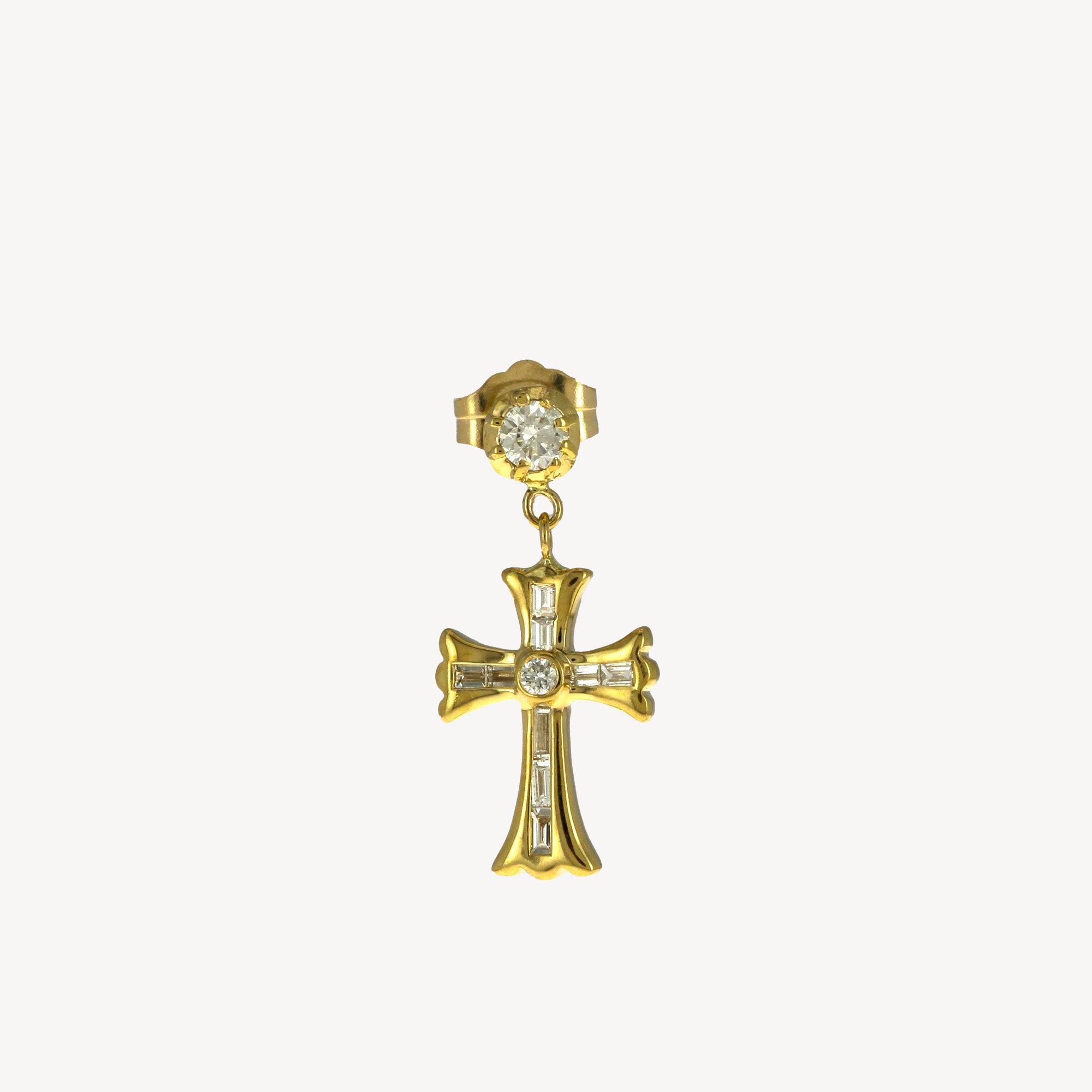 Ohrstecker, rund, Sophia-Diamant, gotisches Kreuz