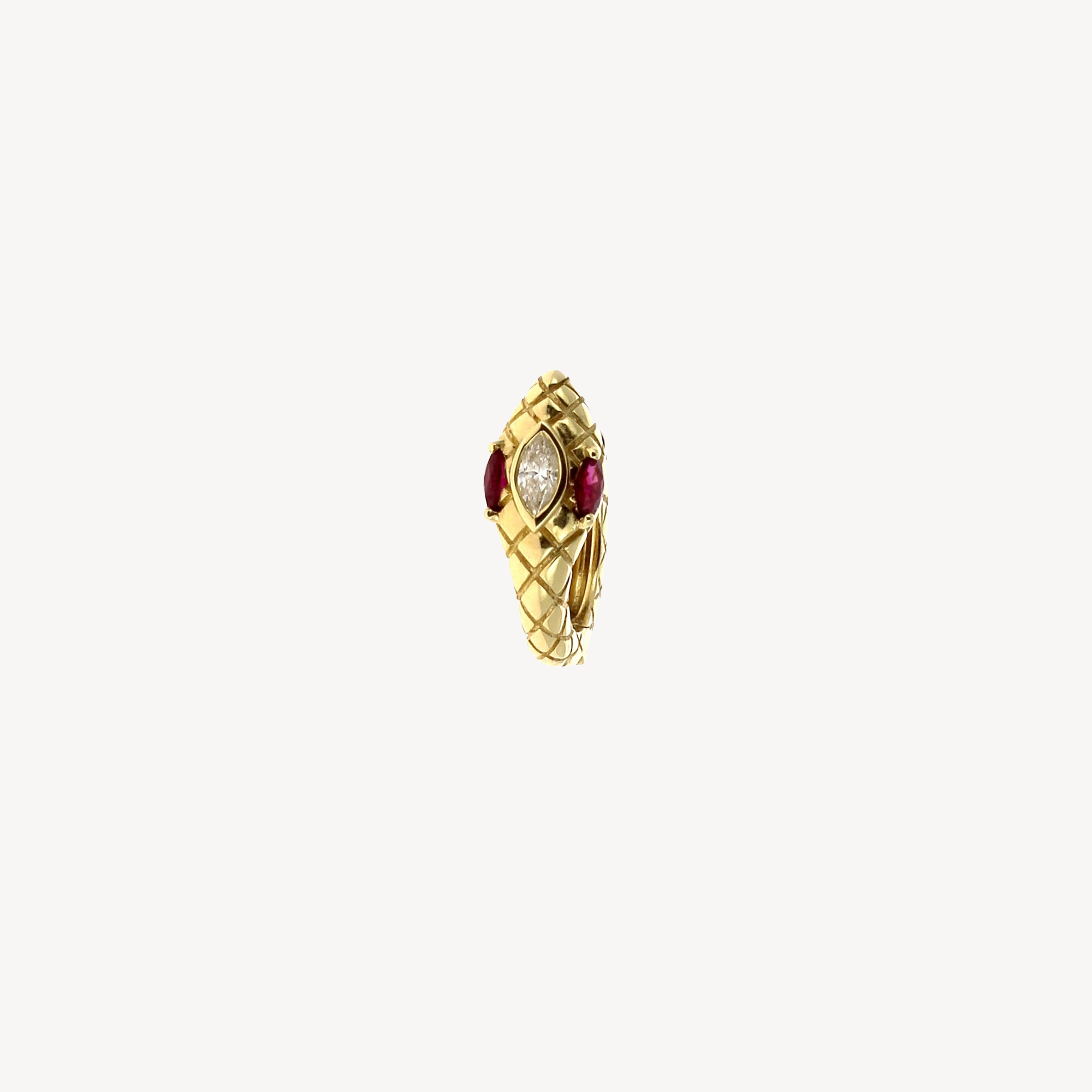 Ruby Marquise Snake Yellow Gold Creole
