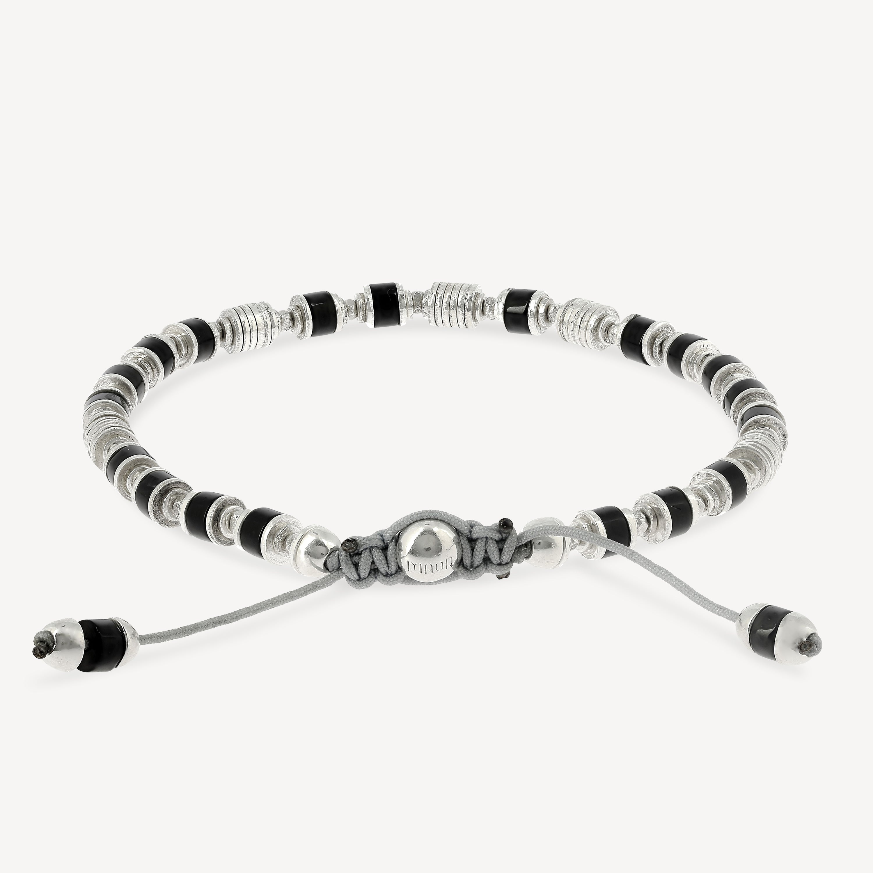 Saguaro-Armband, Silber, schwarzer Achat-Edelstein