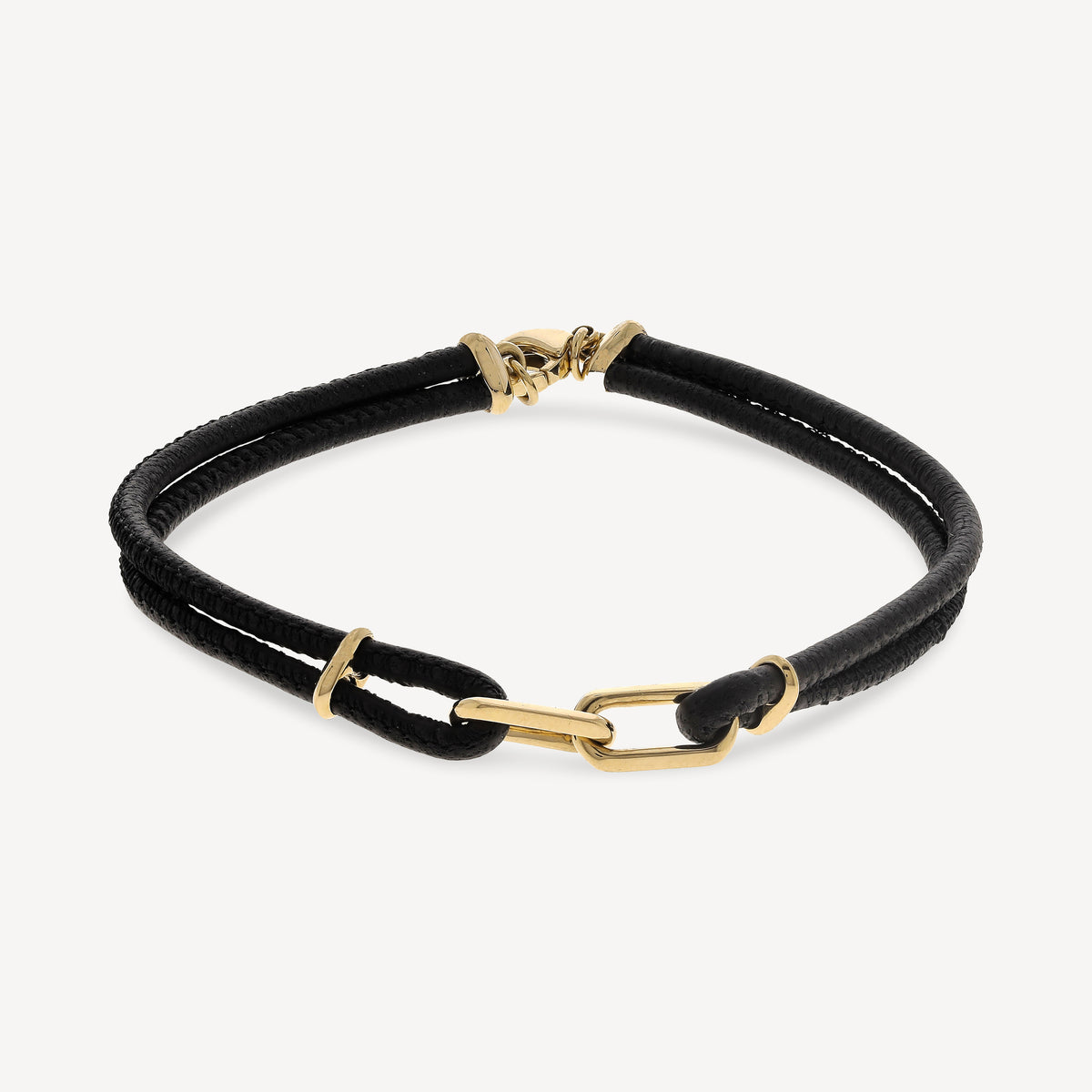 Saxon Rose Gold Double Link Napa Leather Bracelet