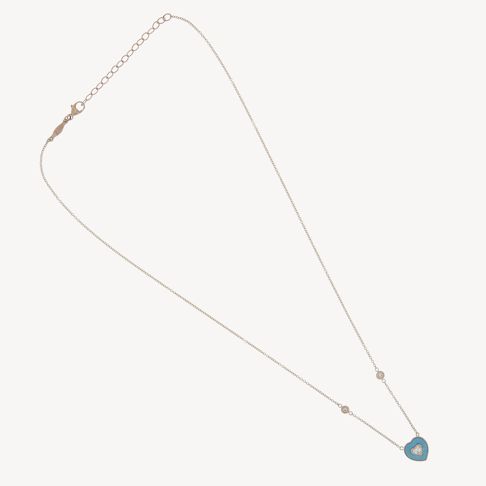 Small turquoise heart necklace with diamond