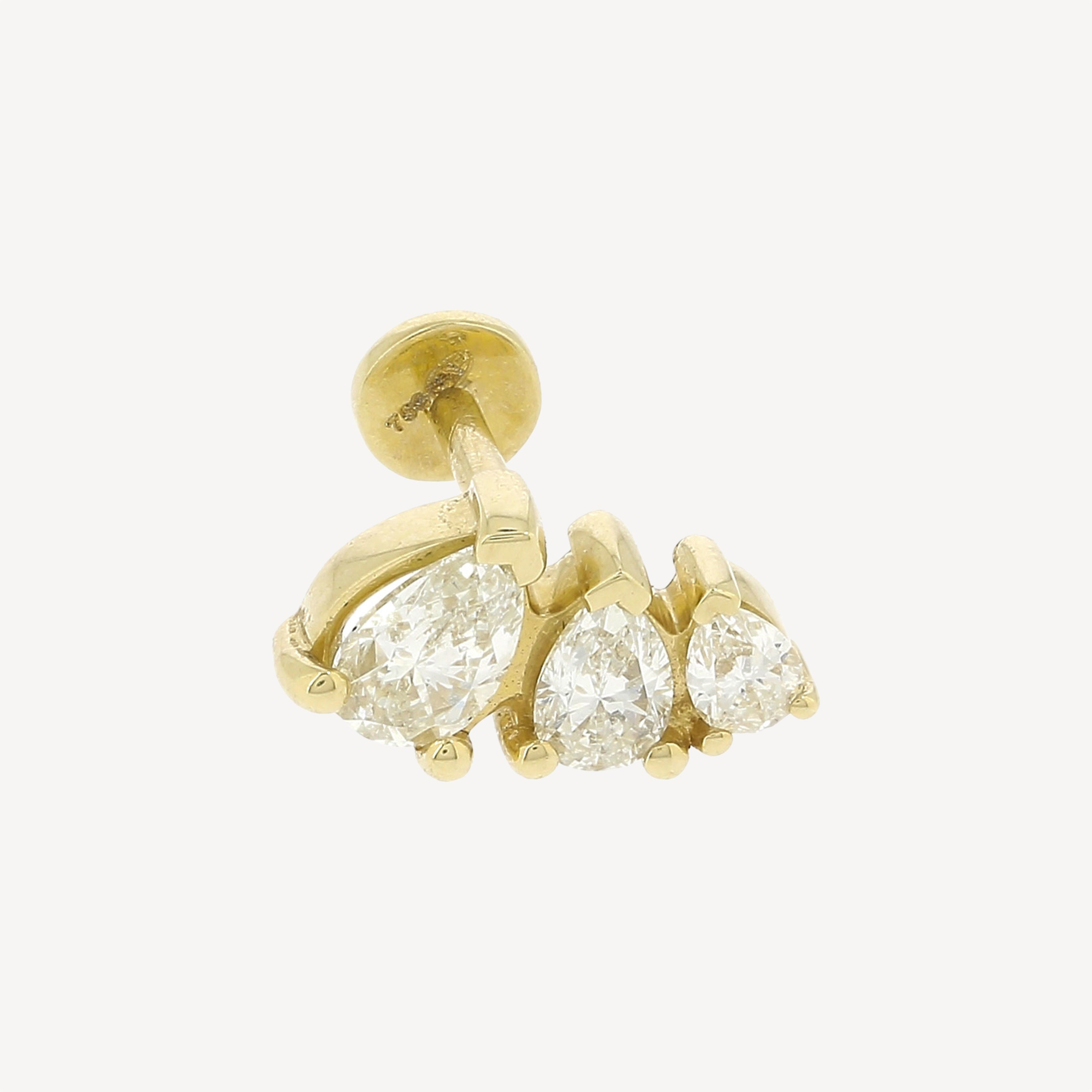 3 Pear Gradient Yellow Gold Stud