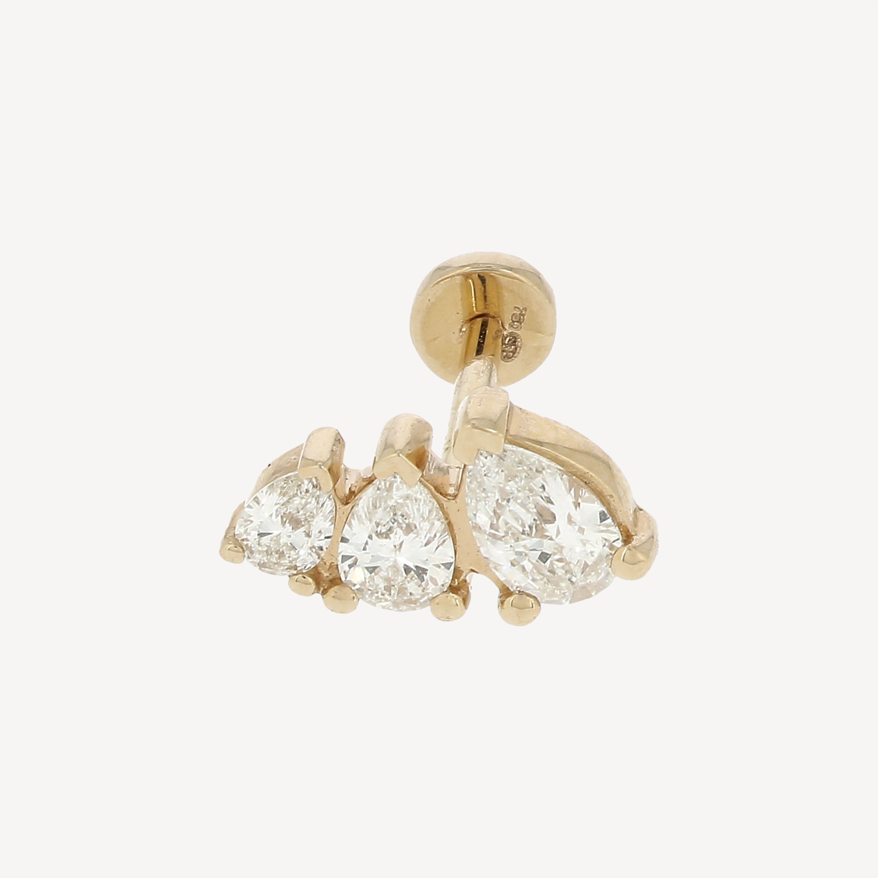 3 Pears Shaded Pink Gold Stud 