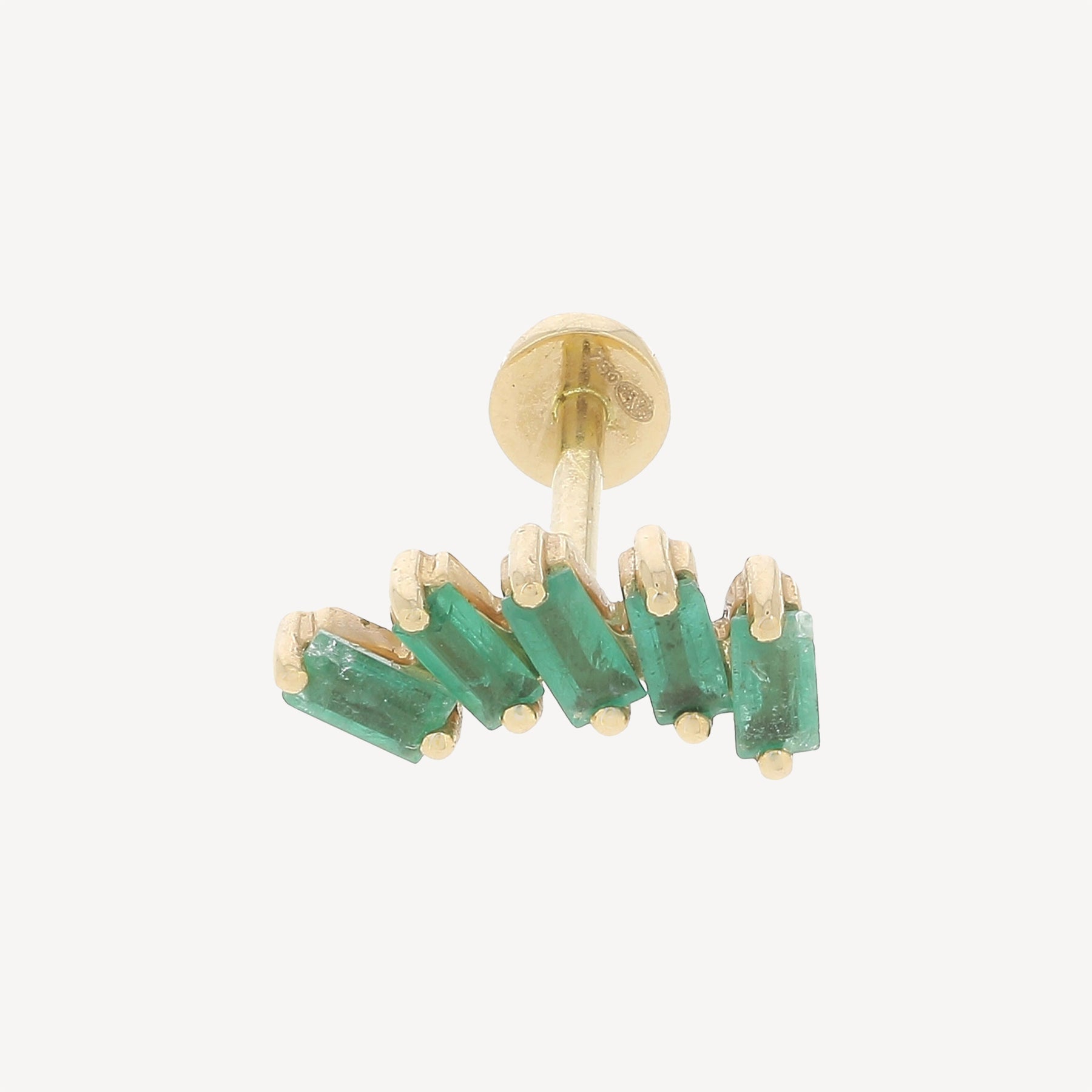 Stud 5 Emerald Rose Gold Baguettes Mad Precious Ethical