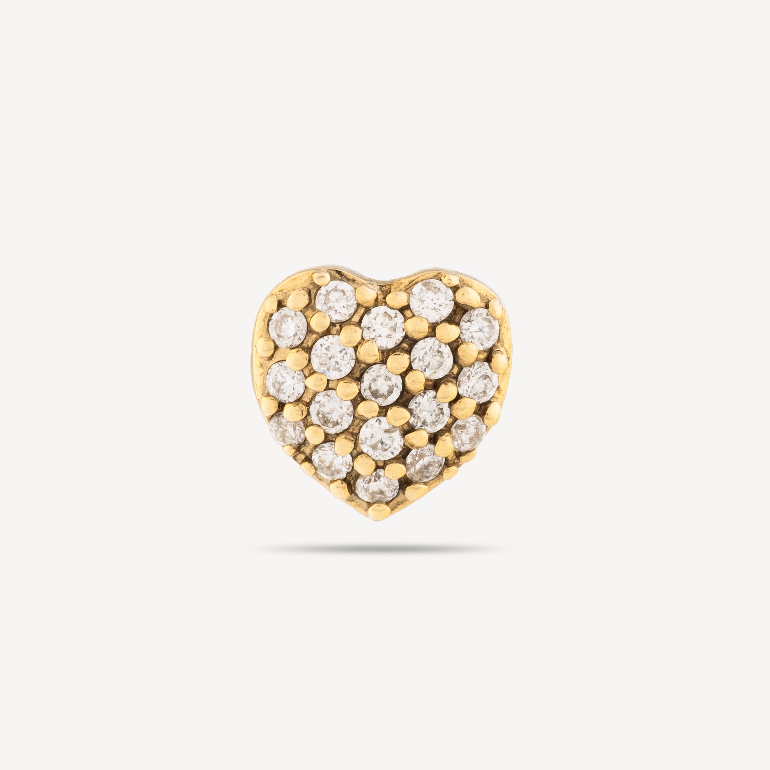 Yellow Gold Diamond Heart Piercing Stud