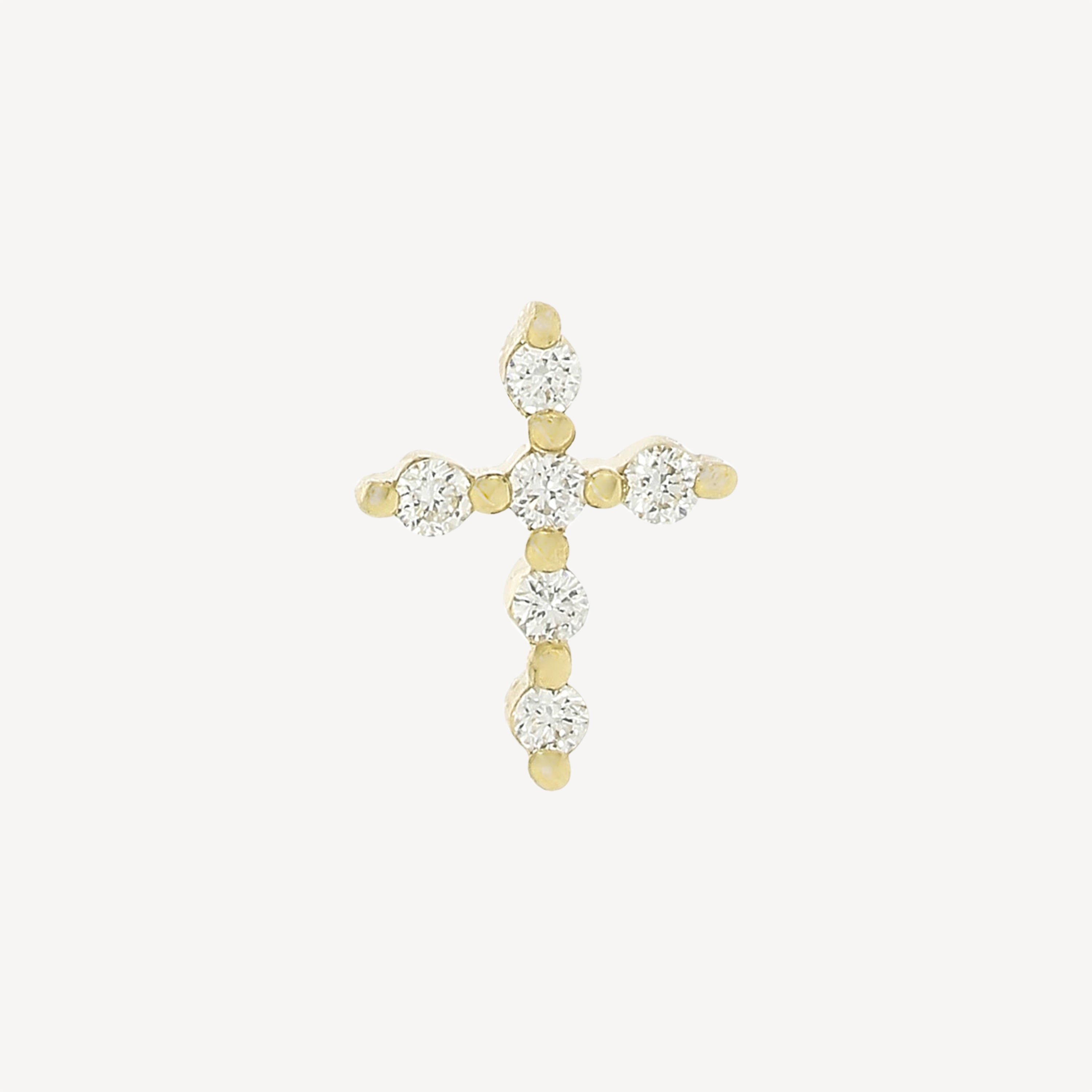 6 Diamant-Kreuz-Ohrstecker aus Gelbgold