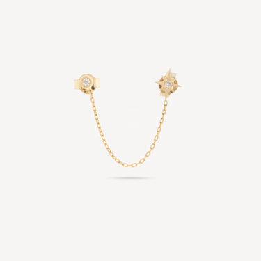 Stud Double Dot Star Diamonds Yellow Gold