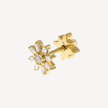 Piercing Puce Fleur Baguettes Or Jaune