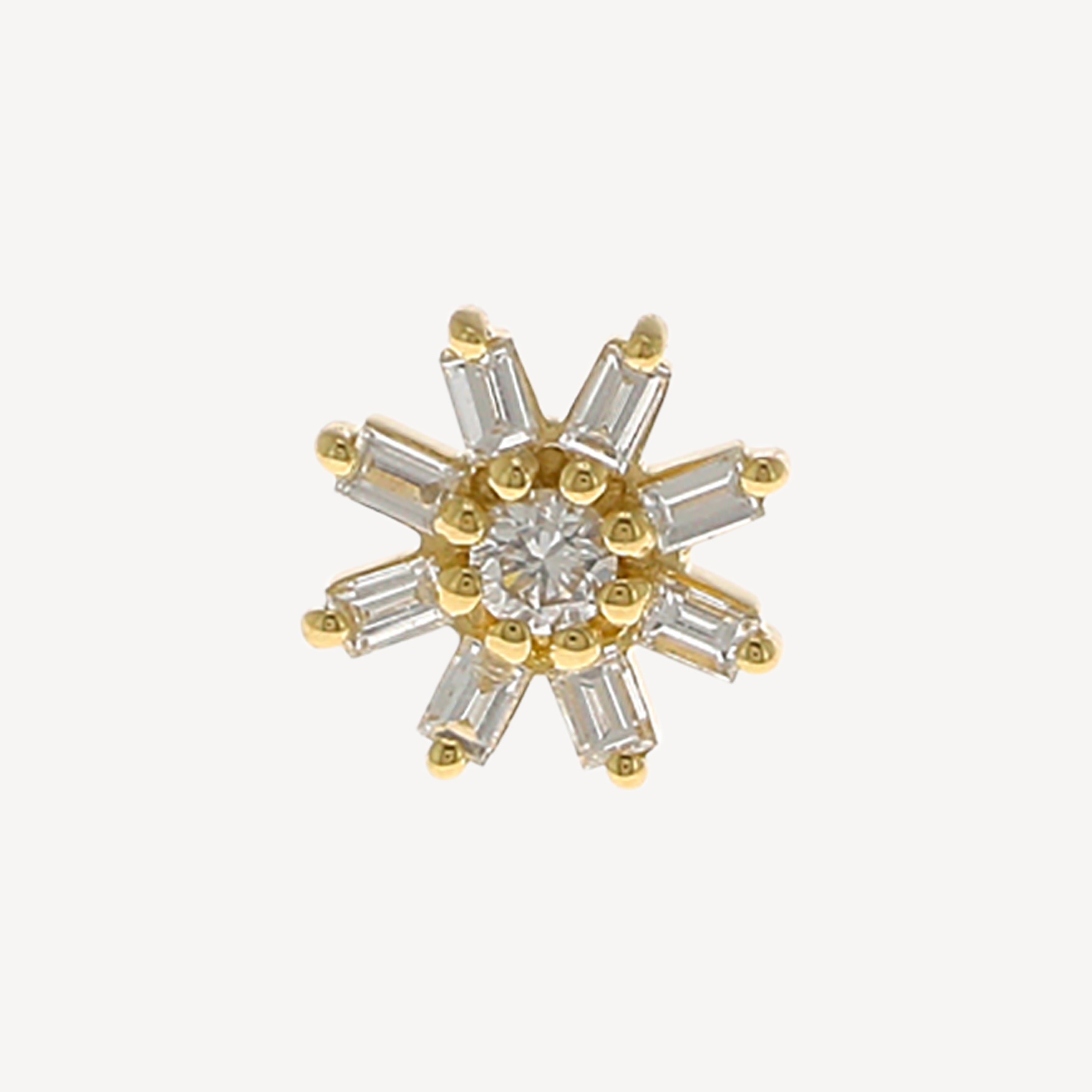 Stud Fleur Baguettes Or Jaune