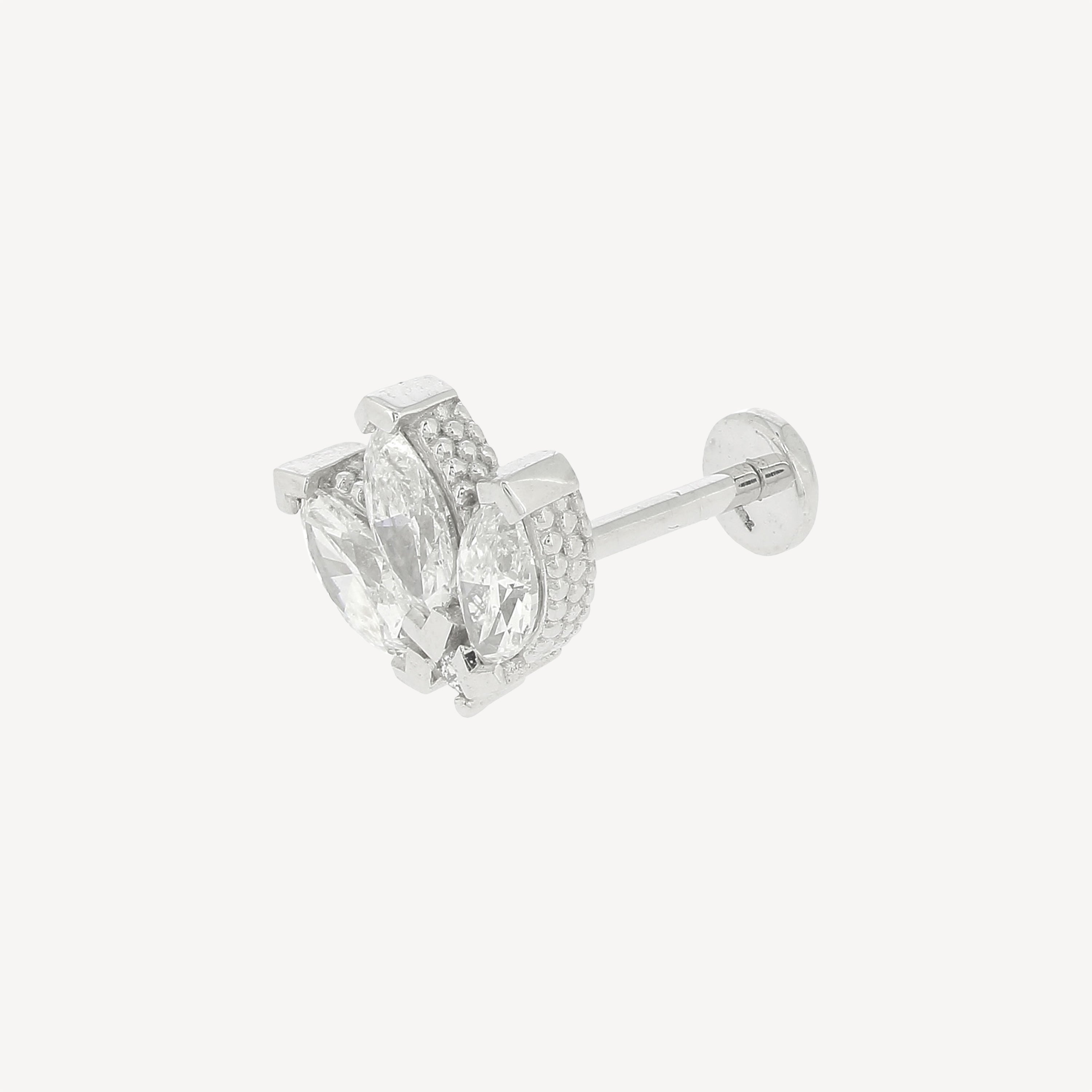 White Gold Marquise Flower Stud