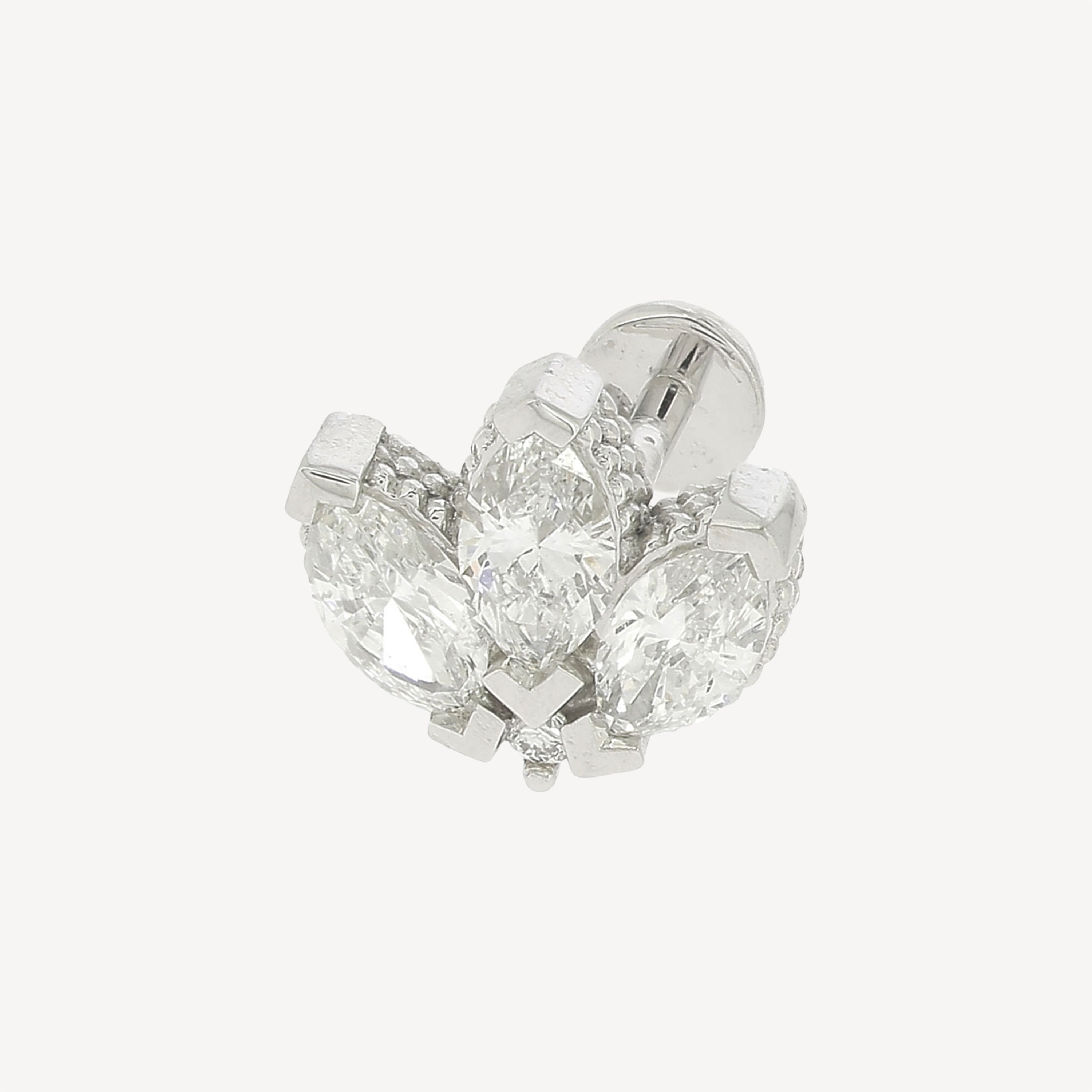 White Gold Marquise Flower Stud