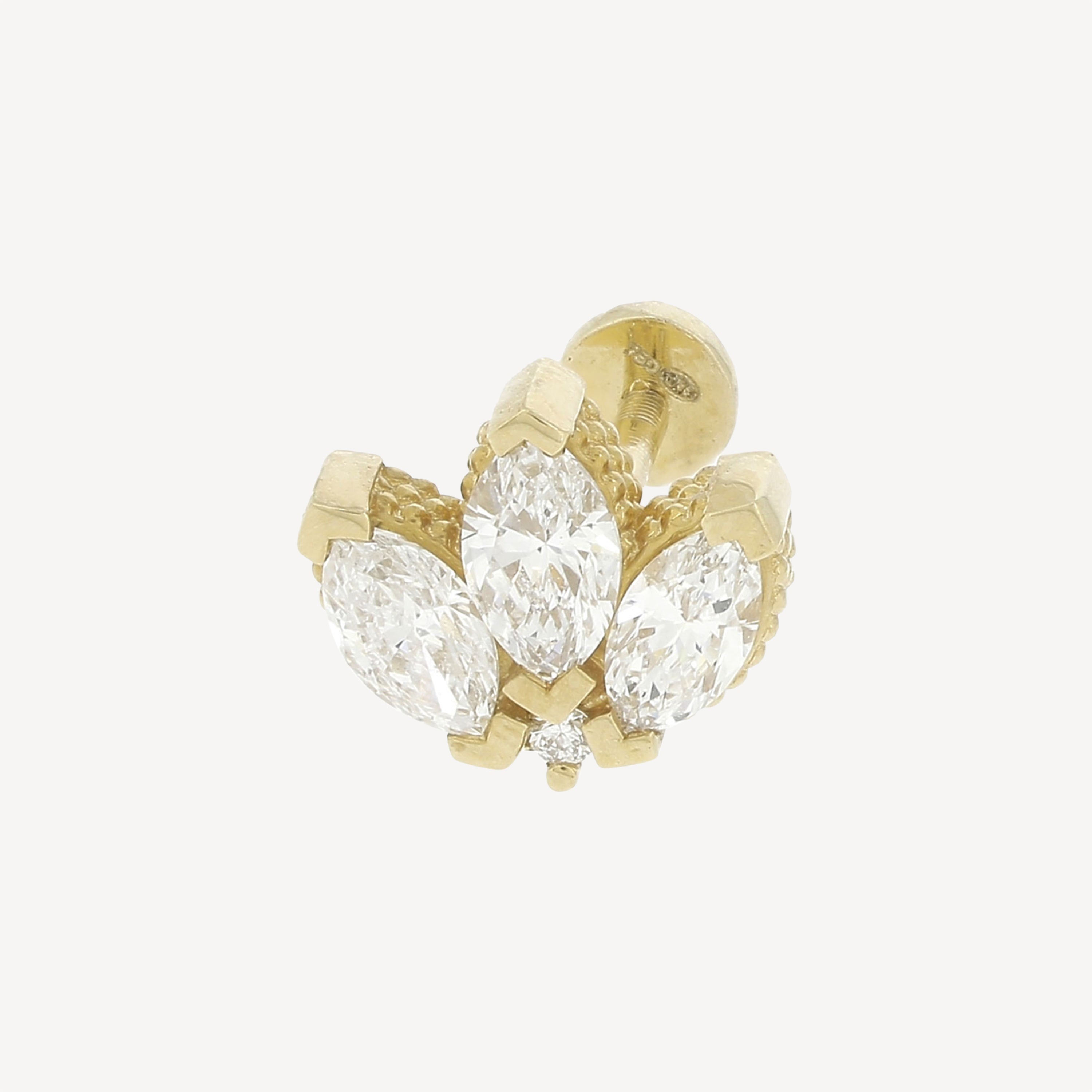 Yellow Gold Marquise Flower Stud