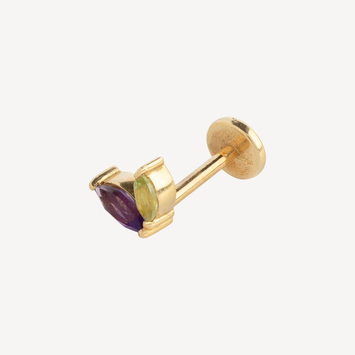 Marquise Amethyst and Topaz Yellow Gold Stud
