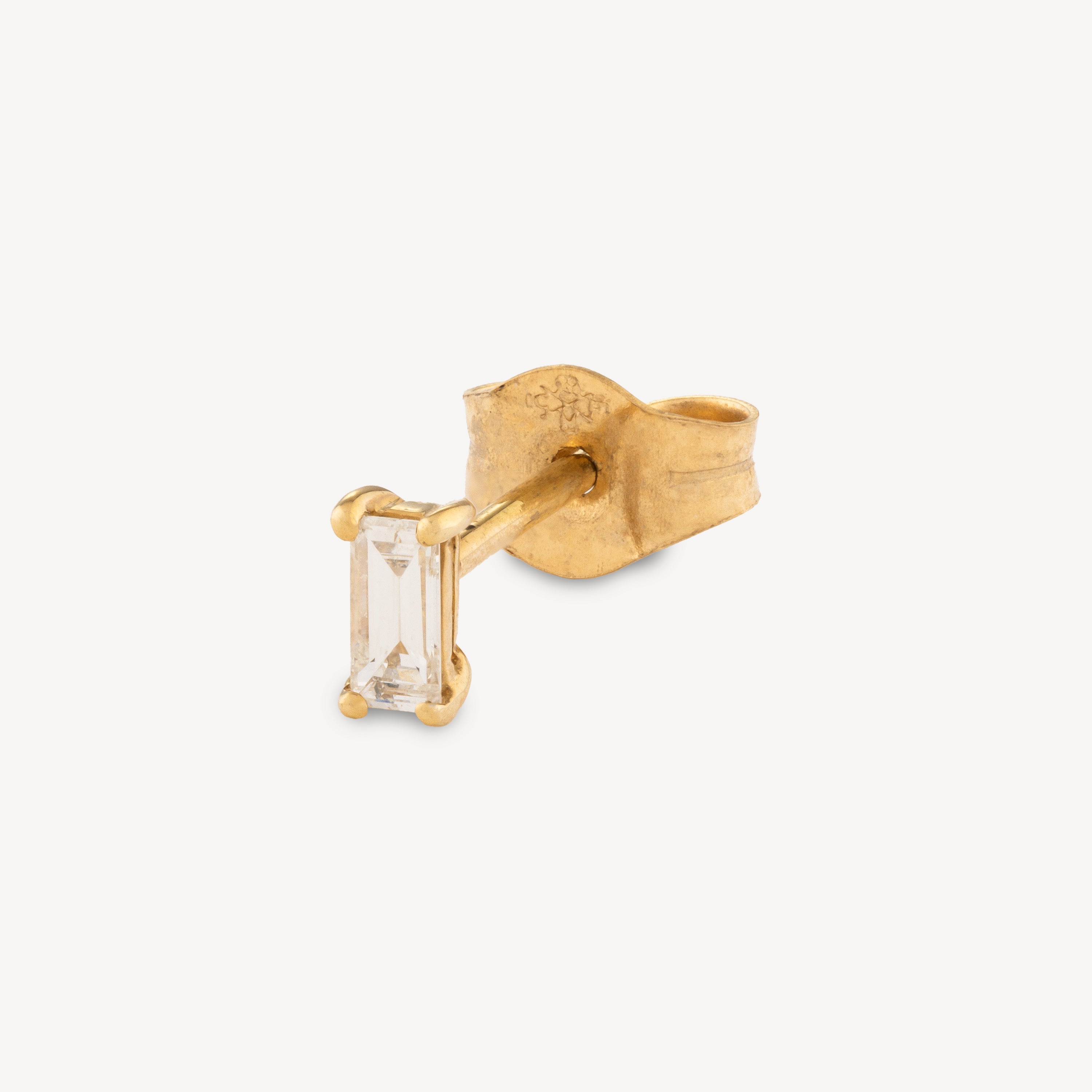 Stud Mini Diamant Baguette Or Jaune