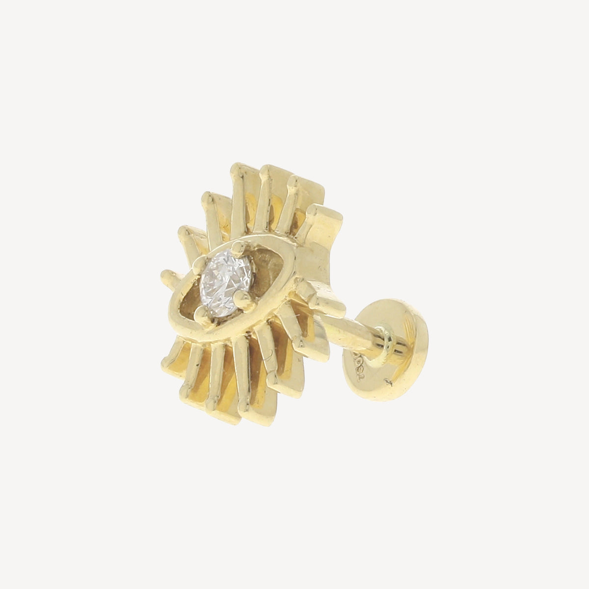 Stud Oeil Soleil Diamants Or Jaune