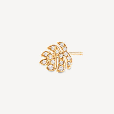 Stud Palm Tree Diamants Or Jaune