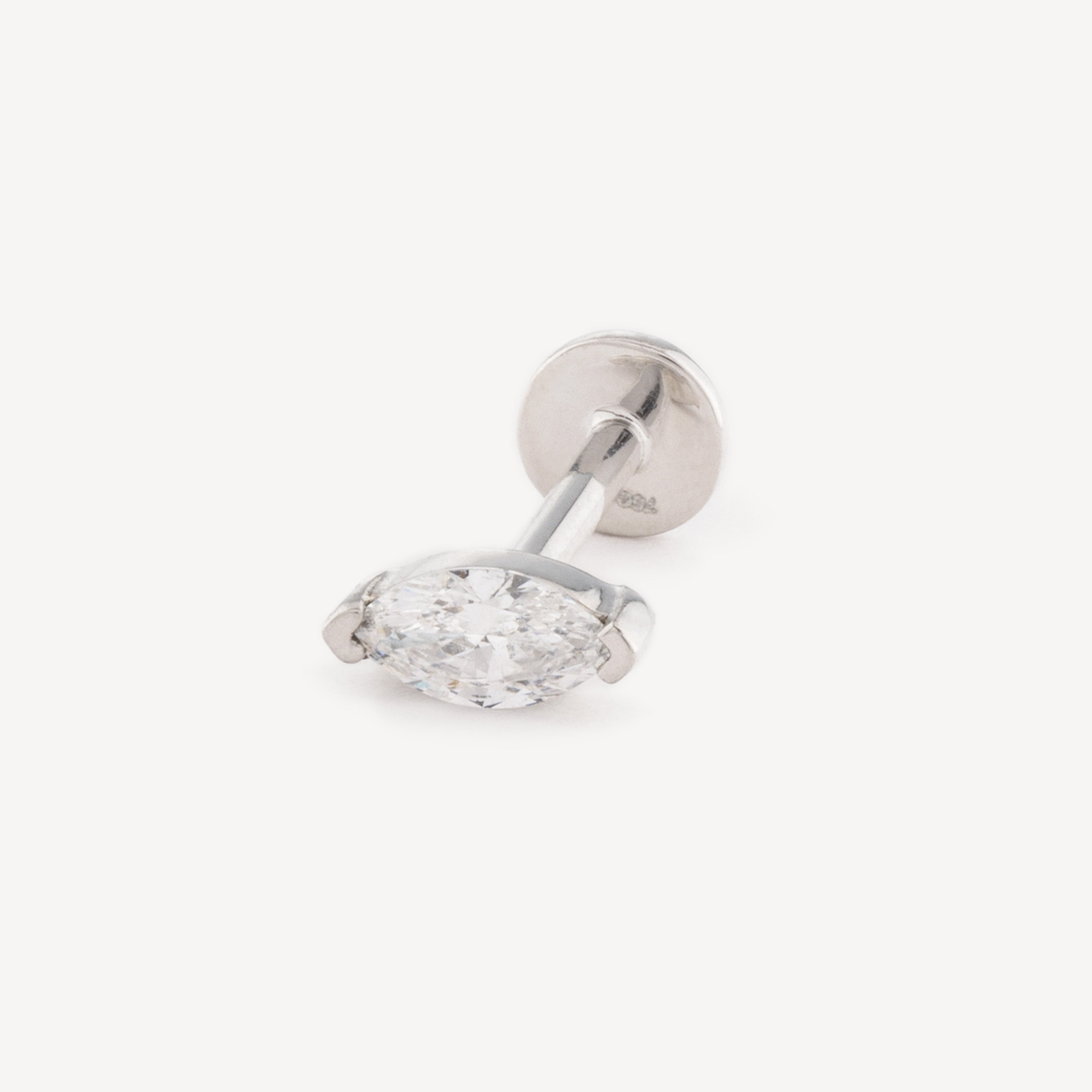 Stud Piercing 8mm White Gold Marquise 4.5x2.5mm
