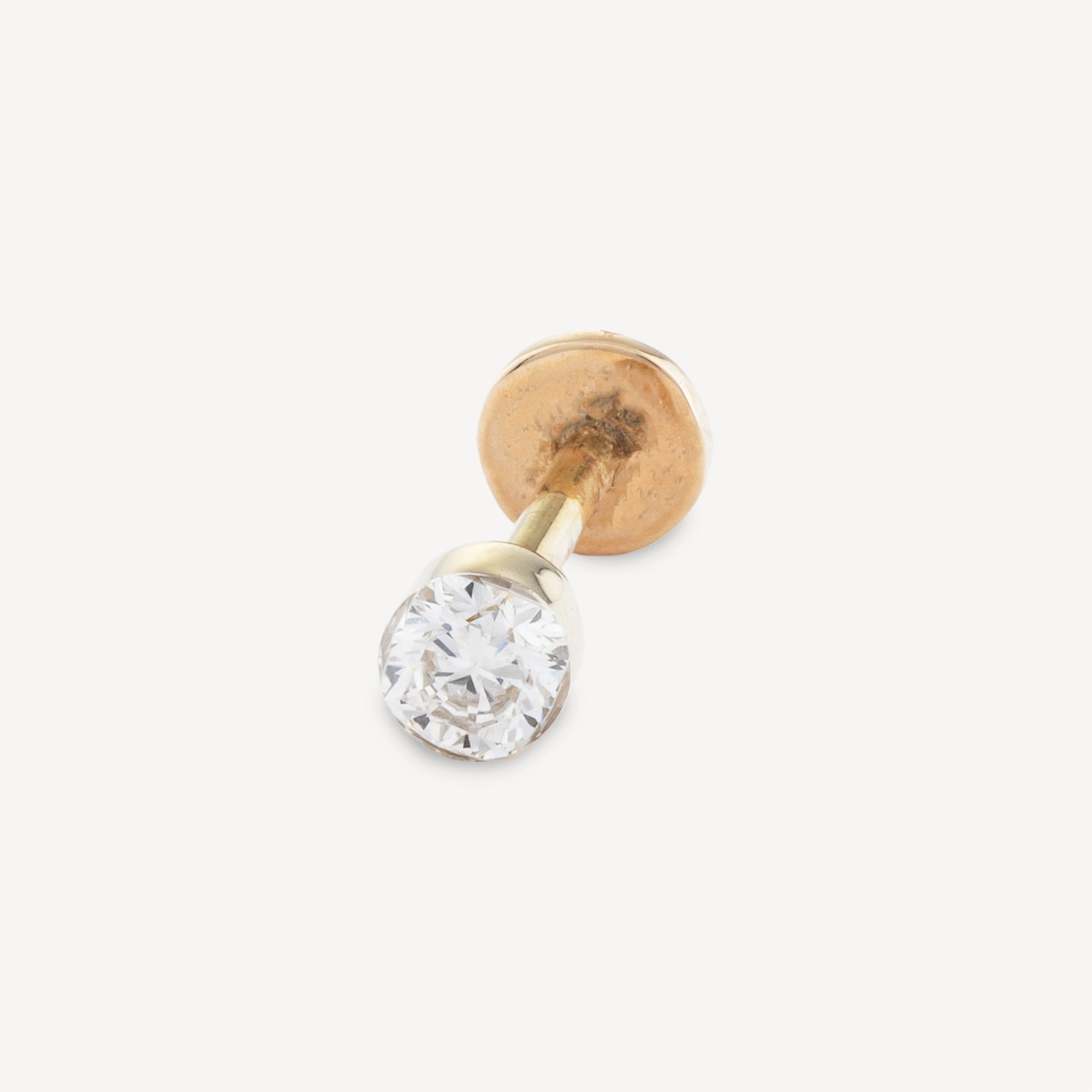 Ohrstecker-Piercing, 8 mm, Gelbgold, Diamant, 3 mm, unsichtbare Fassung