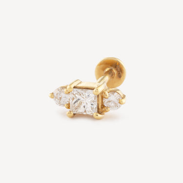 Princess Yellow Gold Stud Piercing 3x3mm