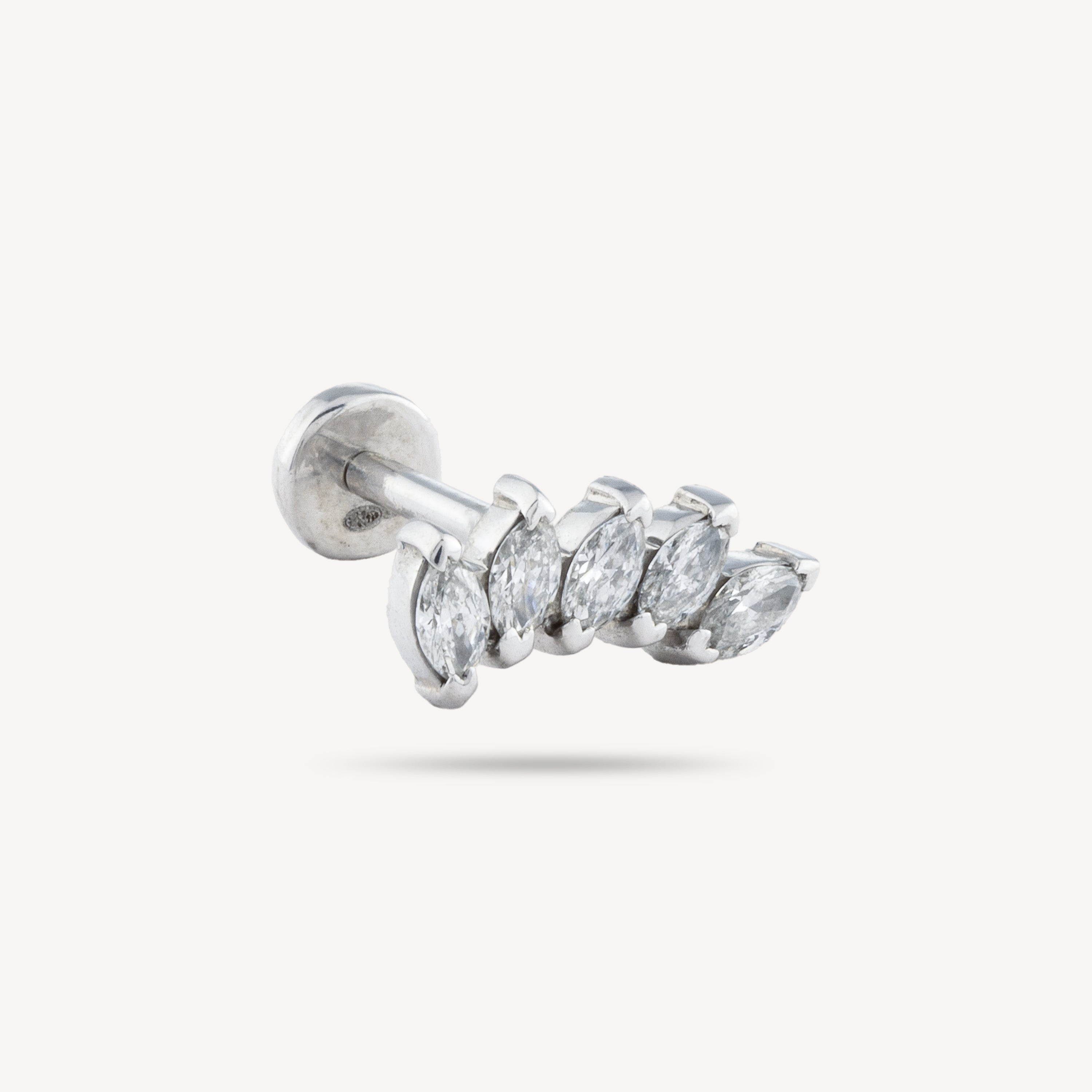 Stud Piercing Or Blanc 5 Marquises